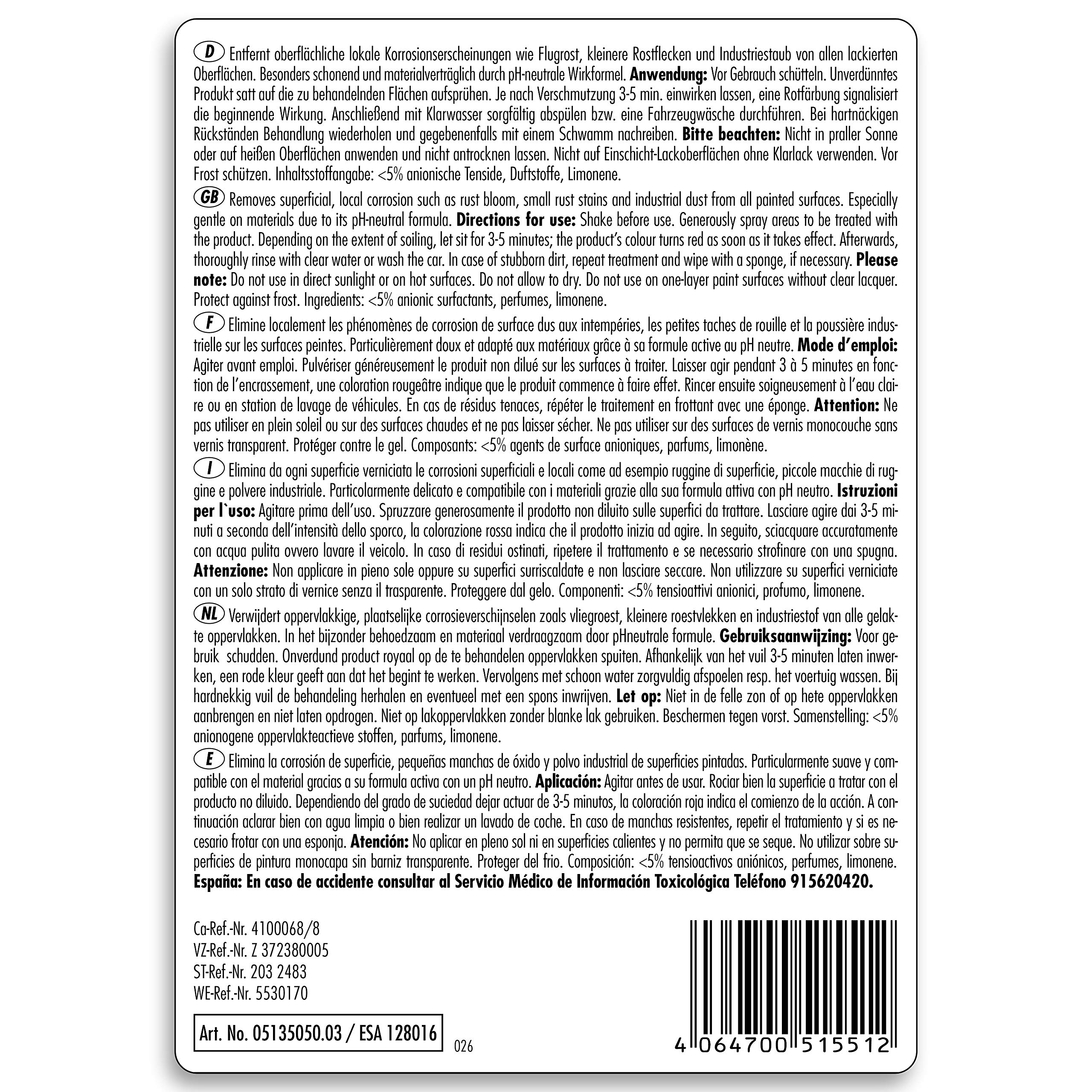 SONAX Togli ruggine di superficie (5 Litri) agisce sulle superfici verniciate, eliminando macchie di ruggine e polvere industriale | Art. N. 05135050