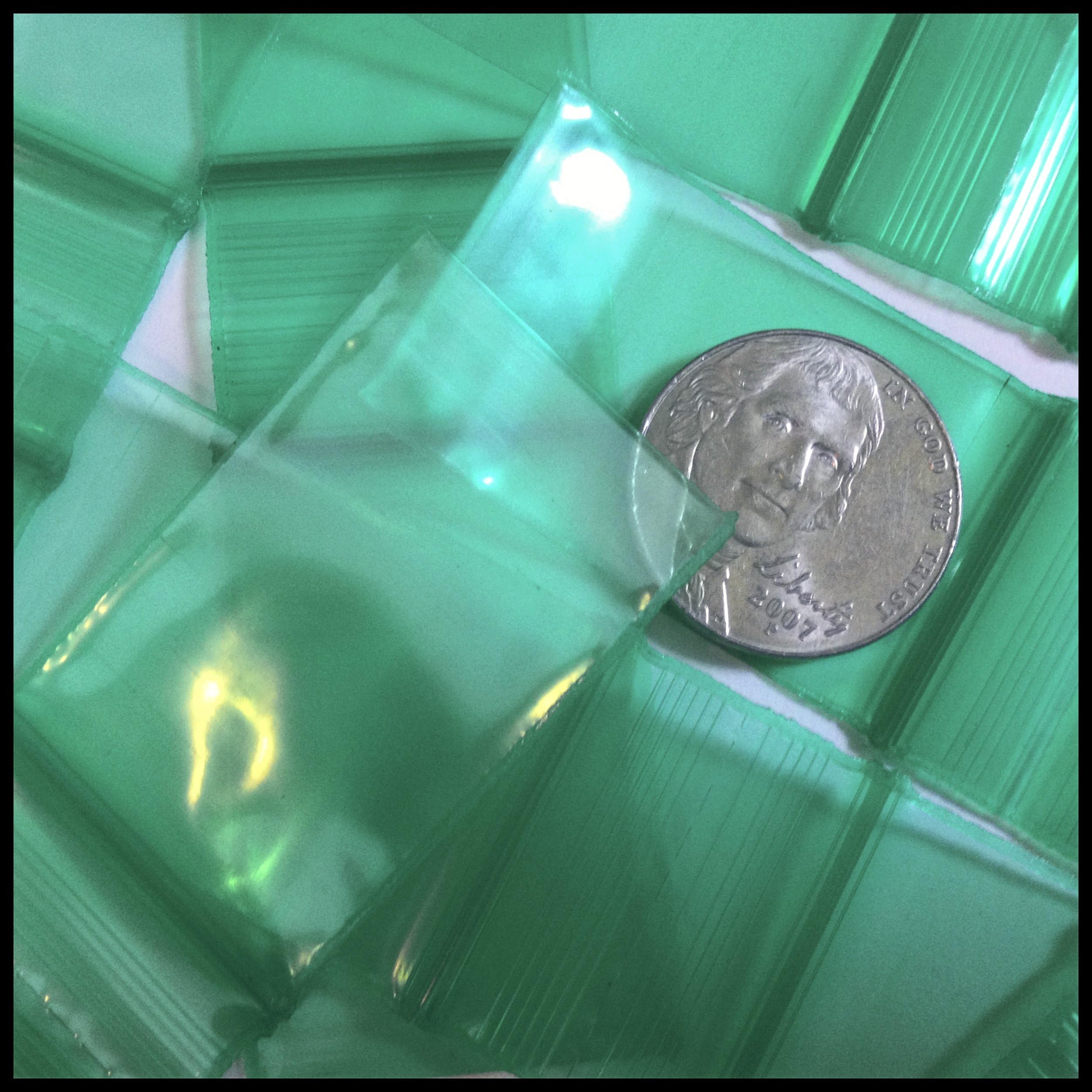 Small Mini Ziplock 100 1015 Colors Designer Bags You Choose Color 1" X 1.5" Baggies Apple Brand (Green)