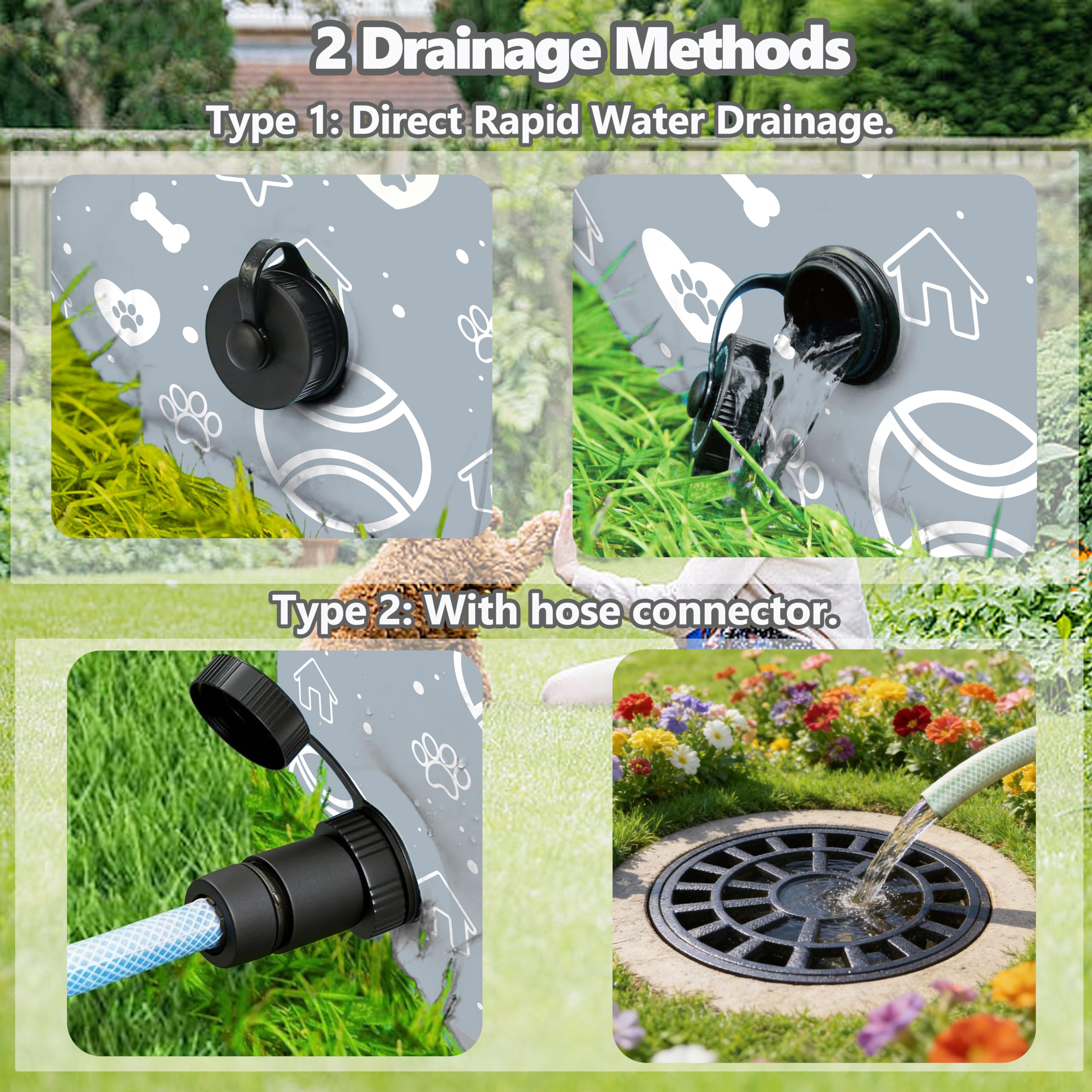 Hundepool für Große & Kleine Hunde, Verbessertes und Verstärktes PVC Pool mit Drainageadapter, Tragbares und Faltbar Planschbecken für Kinder, Sommer-Kühlbadewanne(160x30cm)
