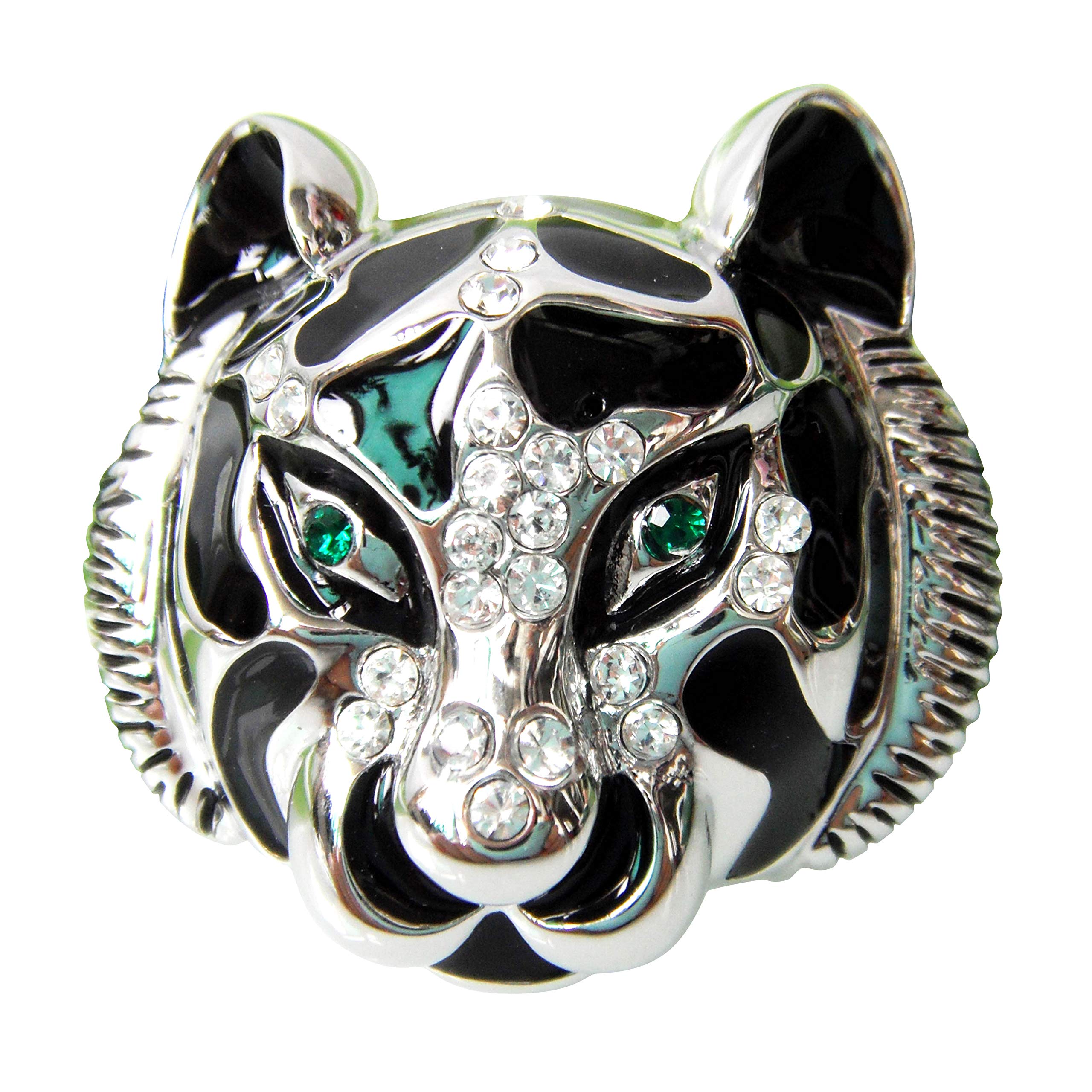 Navachi18k Gold Plated Clear Crystal Tiger Brooch Pin, Crystal Zinc