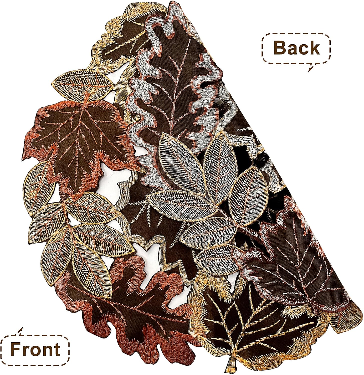 Embroidered Fall Placemats Set of 4, 15 in, Thanksgiving Round Table Mats