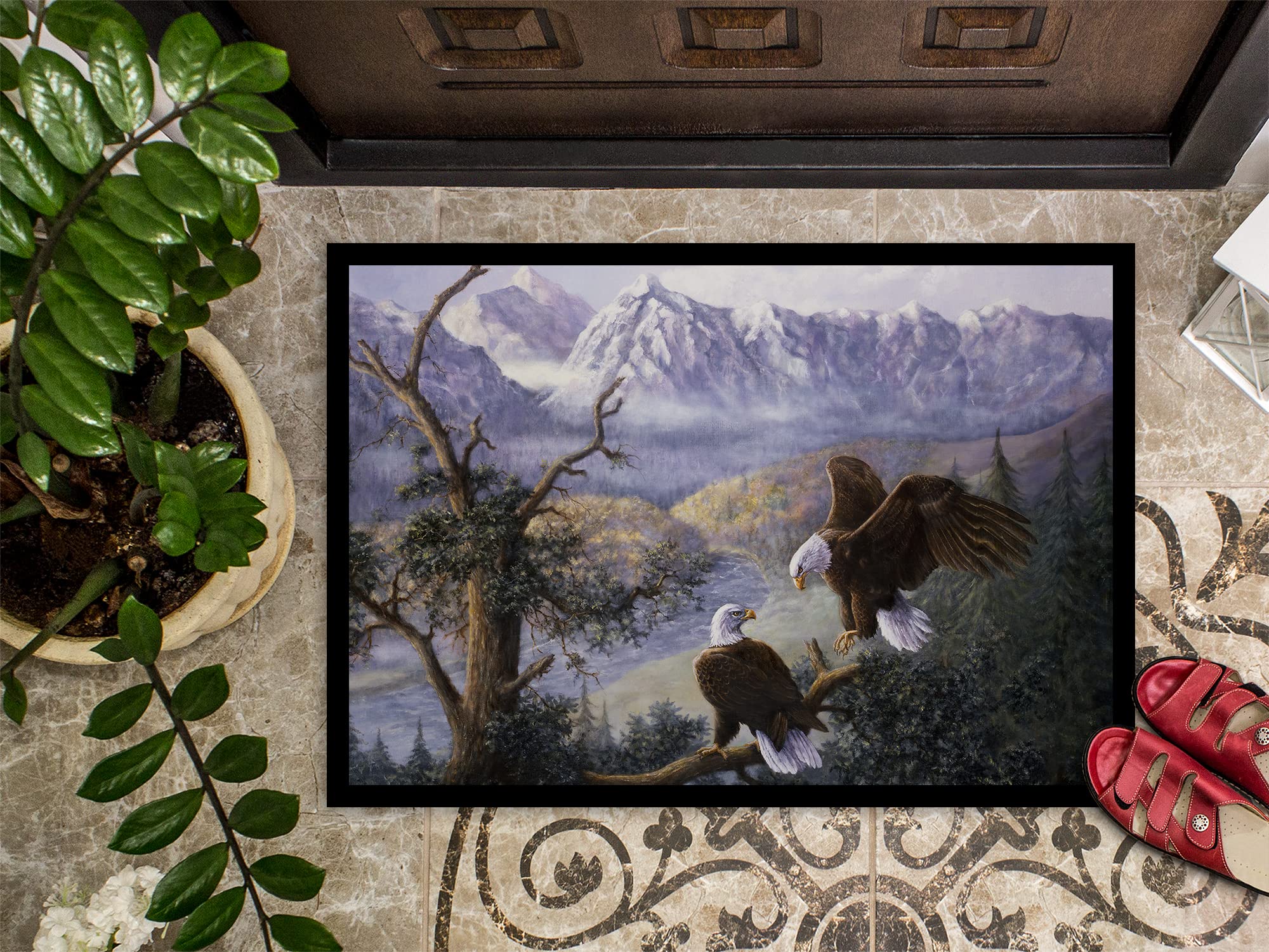 Caroline Treasures Eagles by Daphne Baxter - Tappetino per interni ed esterni, 24 x 36 cm, BDBA0153JMAT, multicolore
