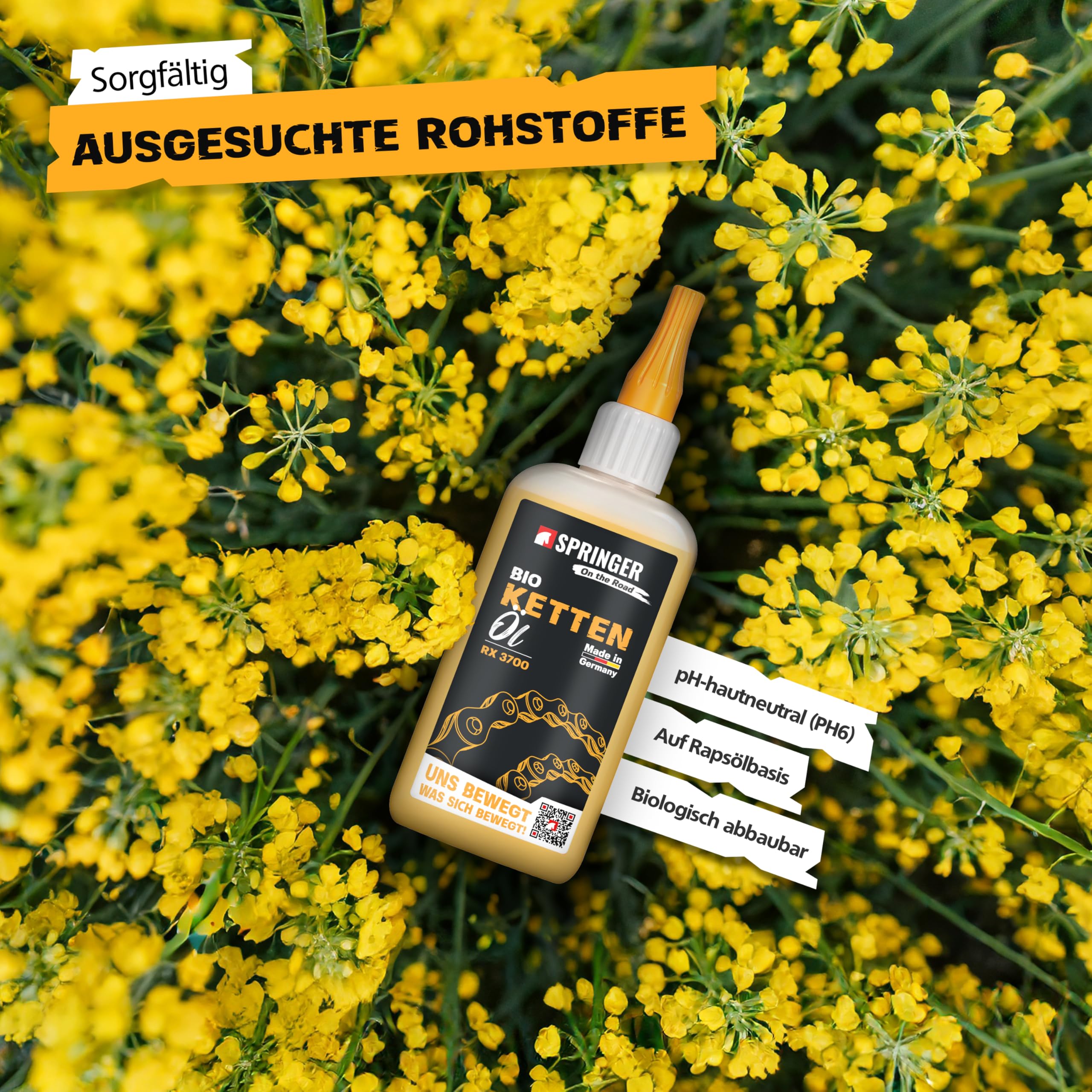 SPRINGER RX3700 – ekologiczny olej do łańcuchów 50 ml – Made in Germany – ochrona przed korozją i zużyciem – – – odporny na warunki atmosferyczne – smar do łańcuchów np. do rowerów elektrycznych i MTB