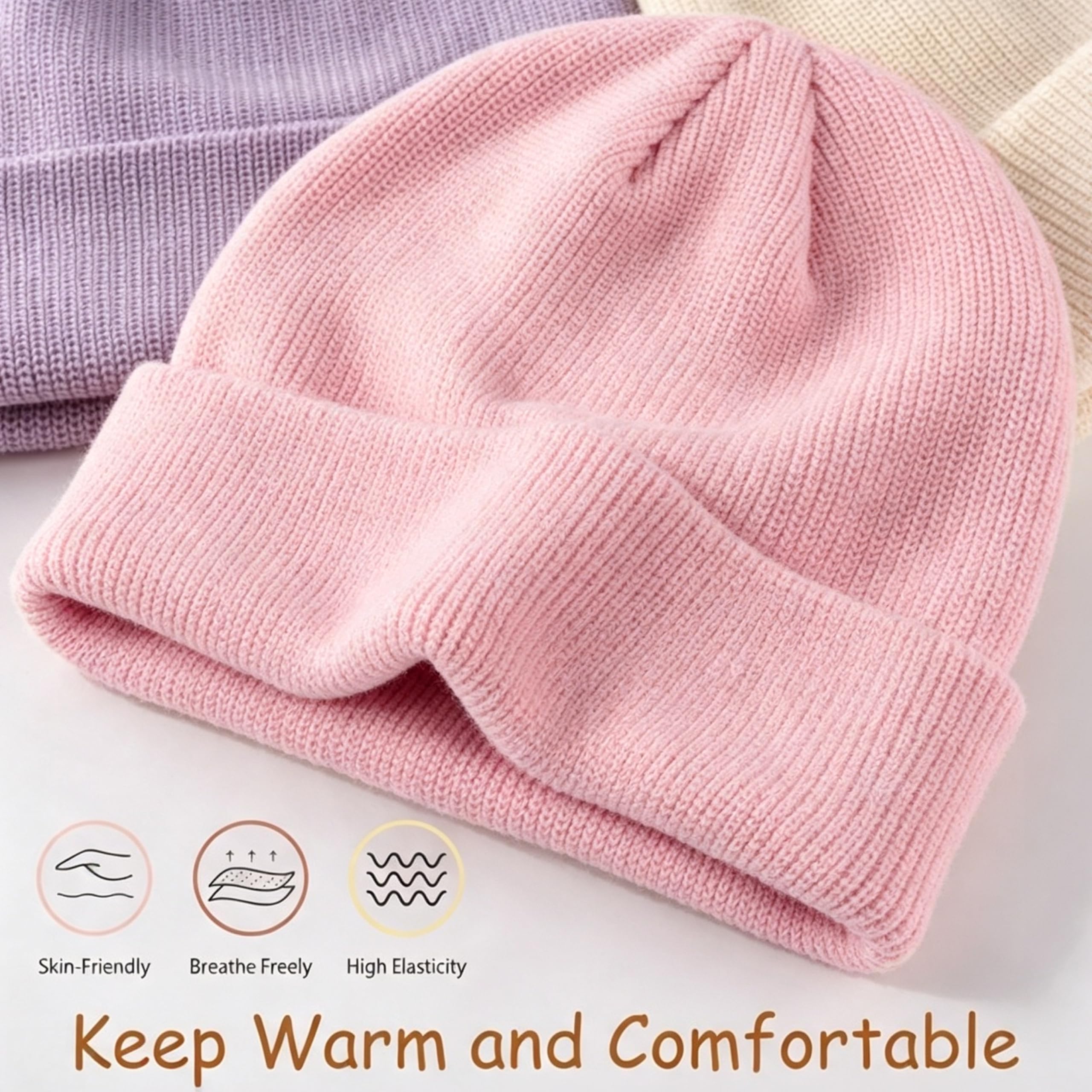 Urban Virgin - Kleinkind Winter Beanie Mütze Kinder Beanies Strickmütze Winter Beanies Weiche Baby Mädchen Mützen 4 Packungen