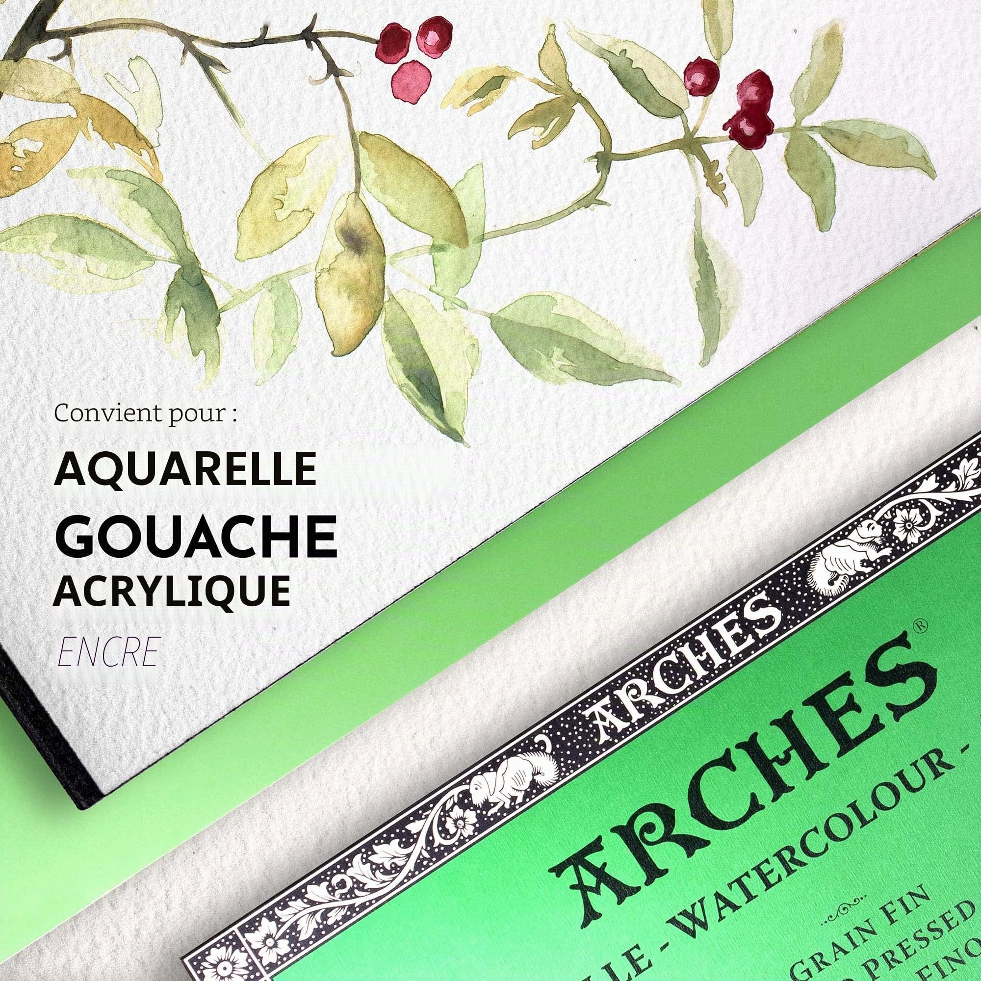 Arches 795057 Bloc Aquarelle Grain Fin Naturel Blanc 300G 15X30CM 20P, Bois, 30 x 15 x 1 cm