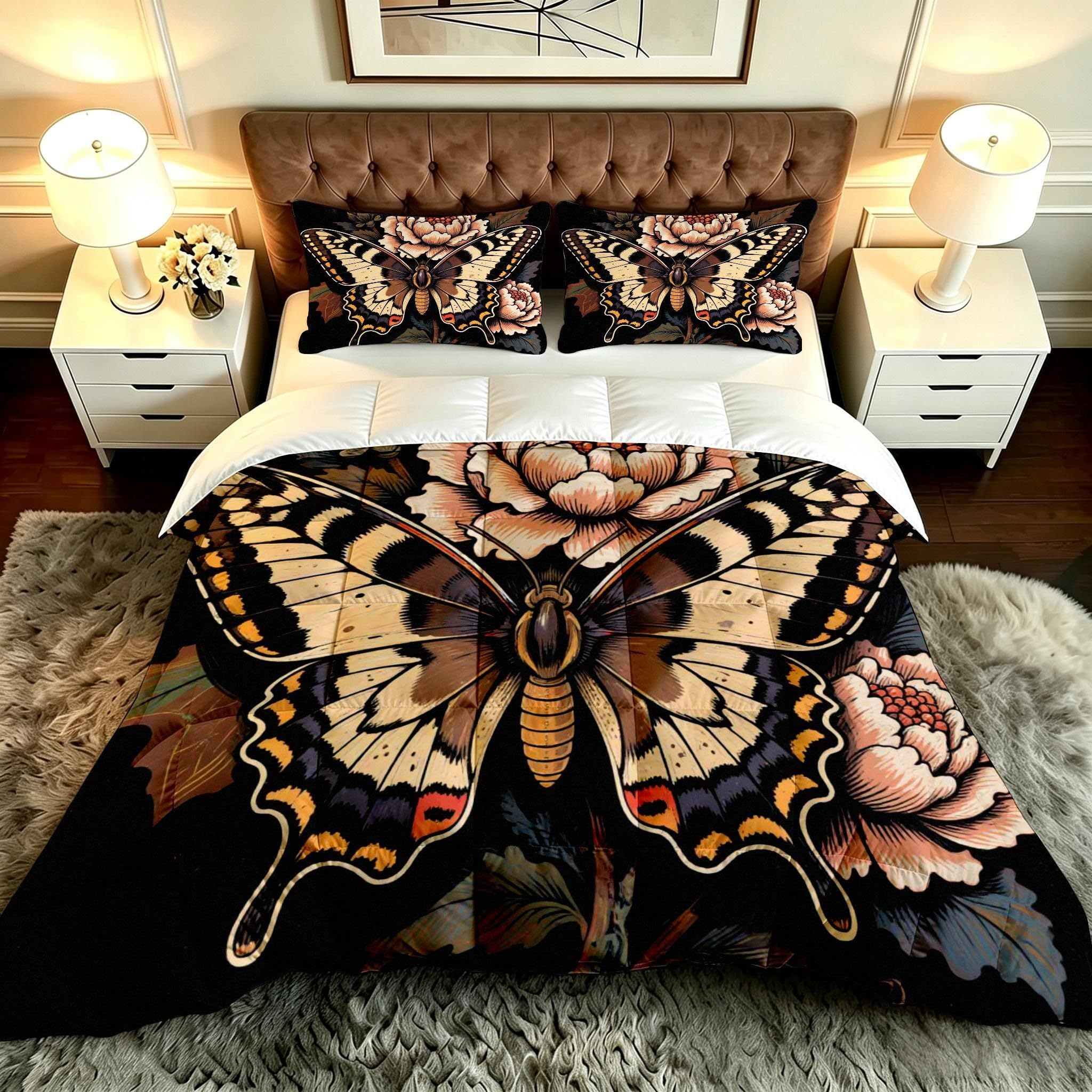Ropa de cama de microfibra premium y edredón estampado floral 135x200 cm F36