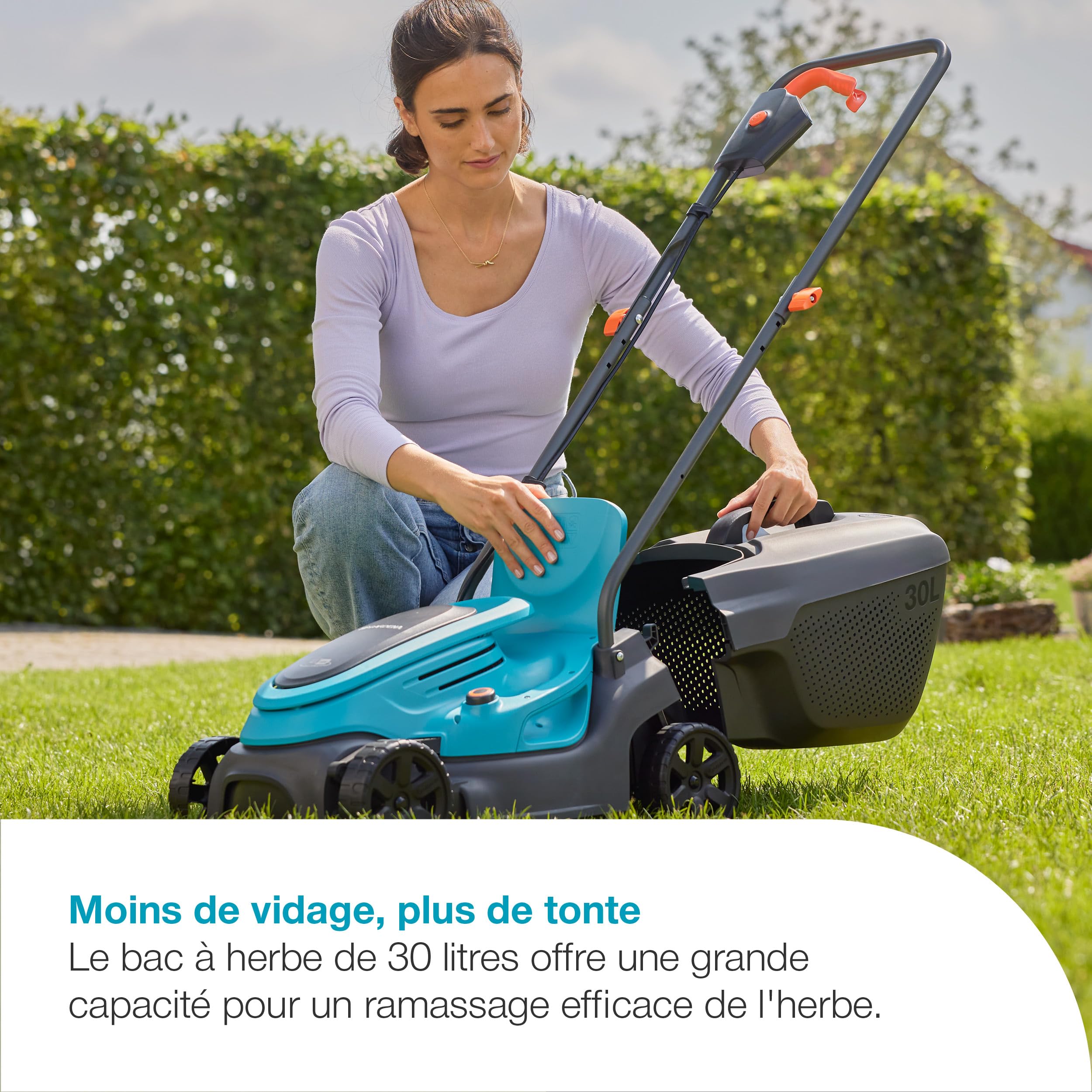 Gardena Tondeuse sur Batterie EasyMax 32/18 V P4A - sans Chargeur ni Batterie: Lame de Coupe, Légère, Réglage de la Hauteur, Ramassage de l'herbe, sans Fil (14634-55)