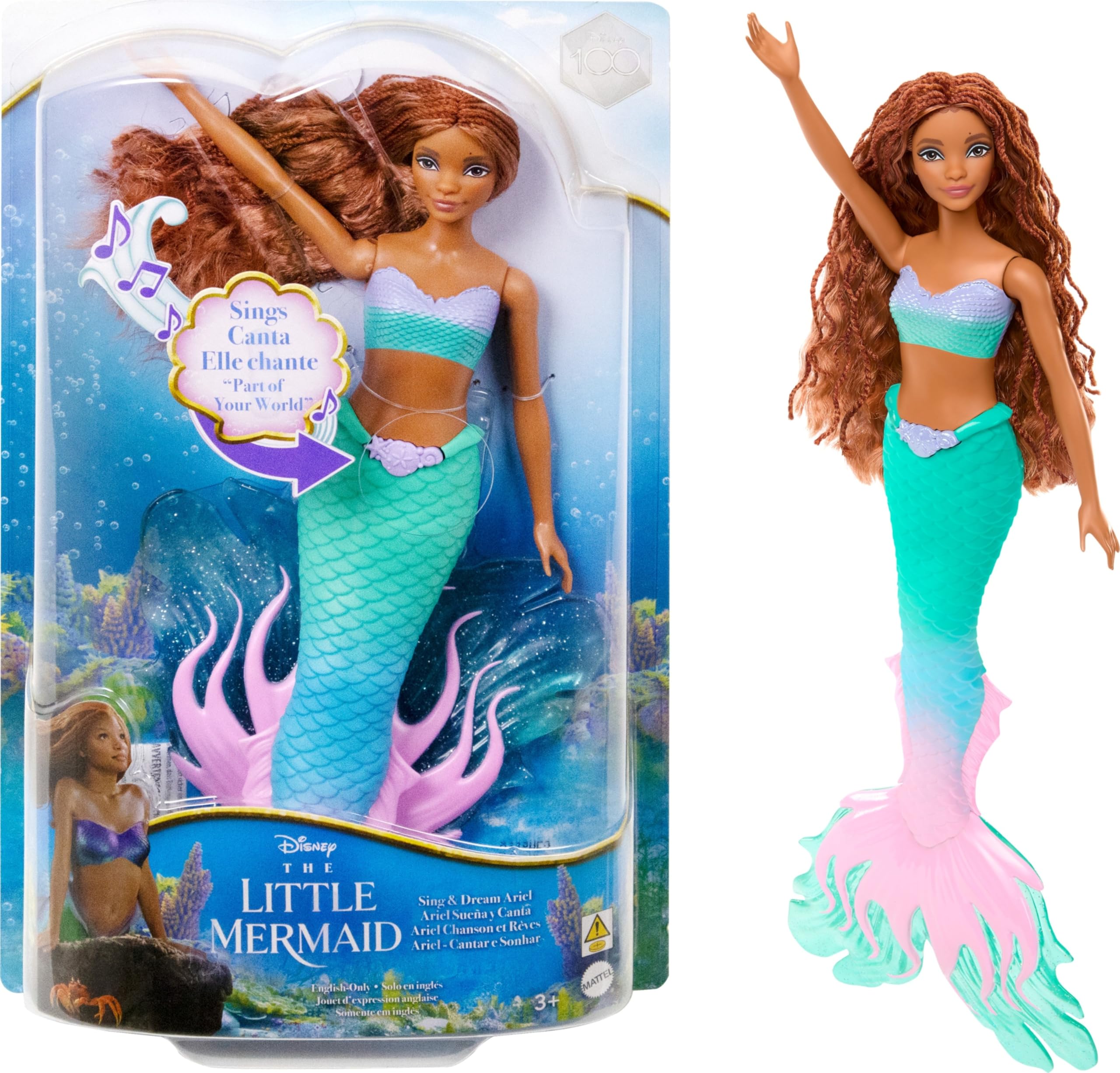 Disney The Little Mermaid Sing and Dream Ariel Fashion Doll with Signature Tail, Toys Inspired by the Movie, HMX22
