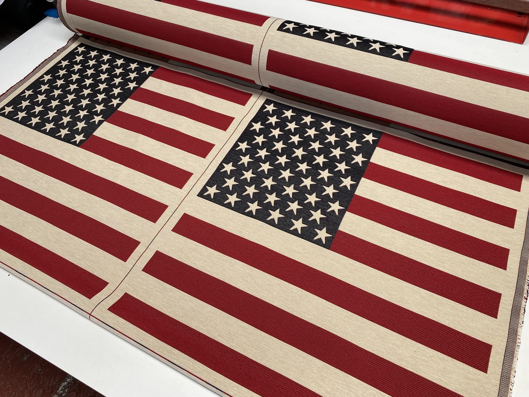 Lushfabric Usa Large 70X70cm Uk & Usa Banner Retro Flag Linen Look Heavy Crown Jacquard Gobelin Upholstery Cotton Cushion Panel Fabric - Sold By The Panel (Usa Large 70X70cm)