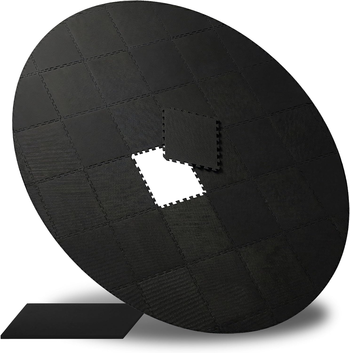 Relaxdays Pool Pads, 41 Pieces, 0.6 x 370 cm, Foam, Round Pool Mat, Pool Floor Protection, Plug-In Mat, Black