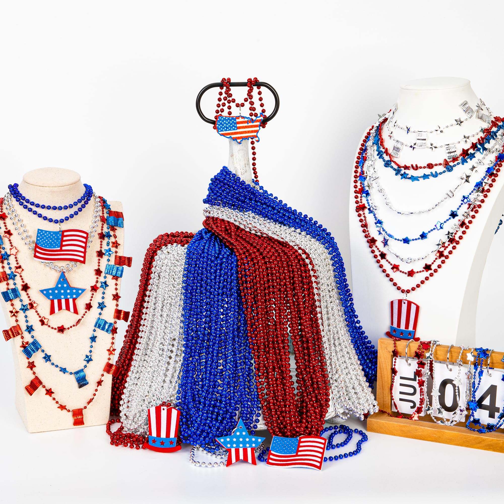 Snapklik.com : 100PCS 4th Of July Necklace, 16 Kinds Fourth Of July