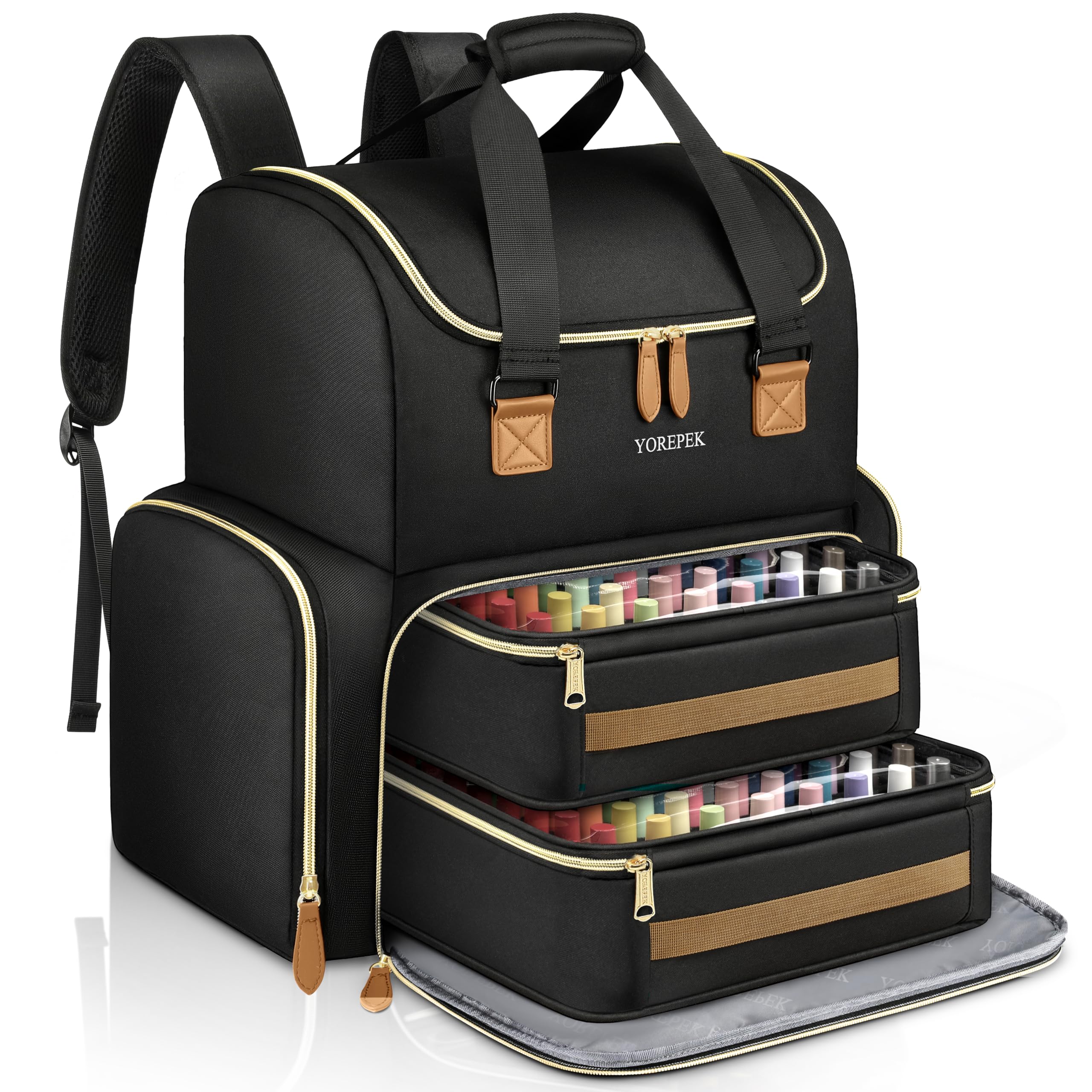 Photo 1 of YOREPEK Large Nail Polish Organizer Case Backpack Holds 96 to 100+ Bottles