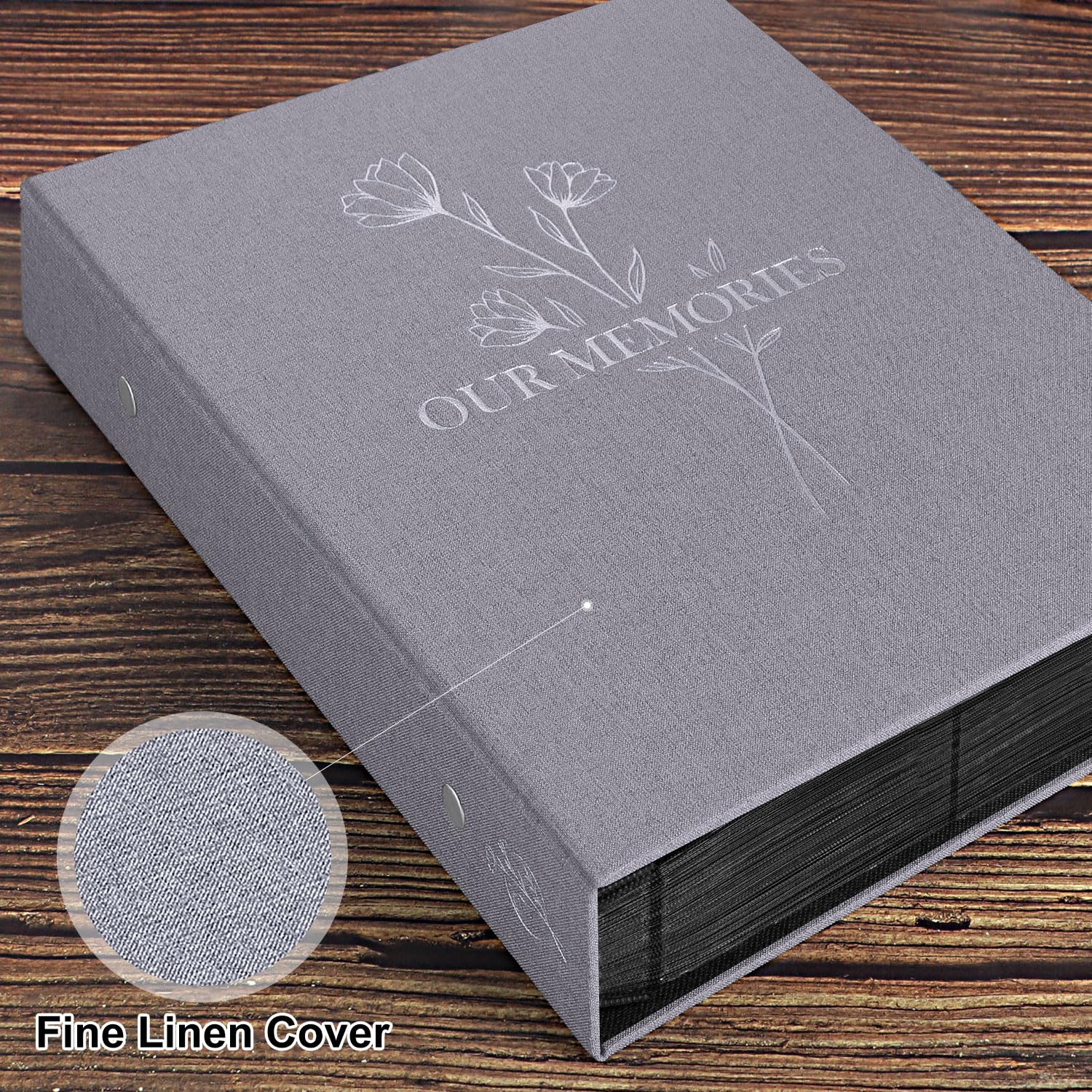 Lanpn Lino Album Fotografico 10x15 400 Tasche, OUR MEMORIES Biancheria Porta Foto Album Portafoto Verticale Tascabile Tasca (Grigio)