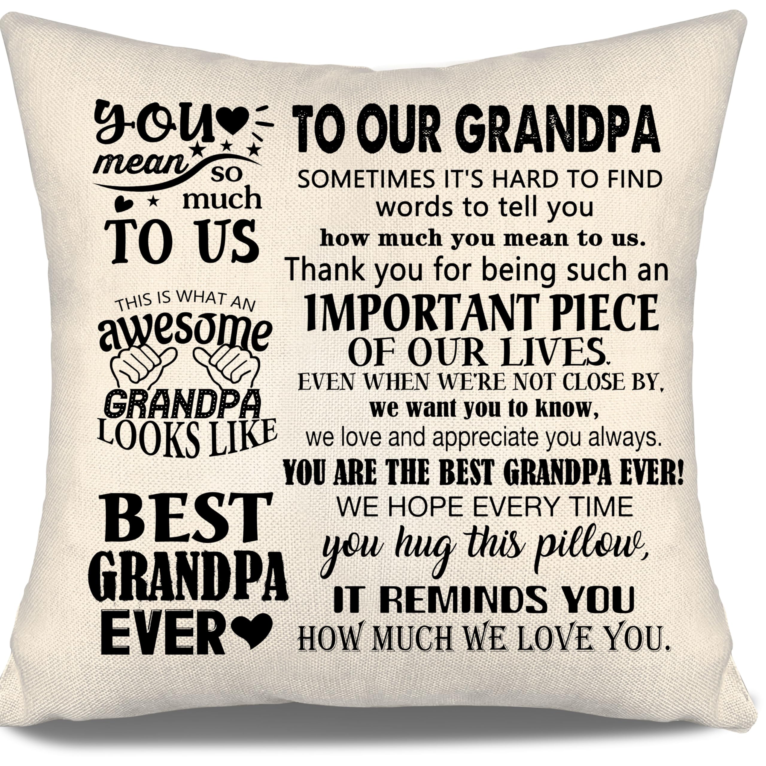 Aosumin Grandad Cushion Cover Grandfather Gift Ideas from Granddaughters Grandsons Grandchildren Grandad Grandpa Birthday Gift Father's Day Grandfather's Day To Our Grandpa Present