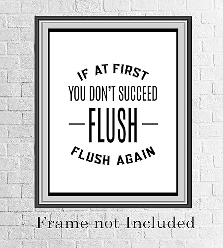 Miniatura 3 de If At First You Don't Succeed-Flush Again - Funny Bathroom Sign Modern Typographic Wall Art Print - Perfect Humorous Home Decor for Guest Bathroom!