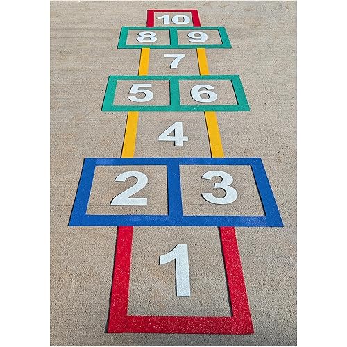 Hopscotch Playground Marking Course, Outdoor Play Equipment, Engaging Schoolyard Activities for Daycare, Preschool, Churches & Elementary Schools, Made from DuraMark RPT-750, Measures 8' 8" x 31"