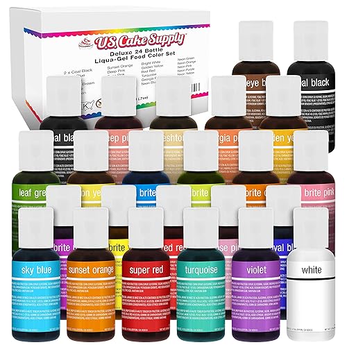 US Cake Supply by Chefmaster 12 colorantes para alimentos Set de colorantes para pasteles pasta en gel líquido - Los 12 colores más populares en 075