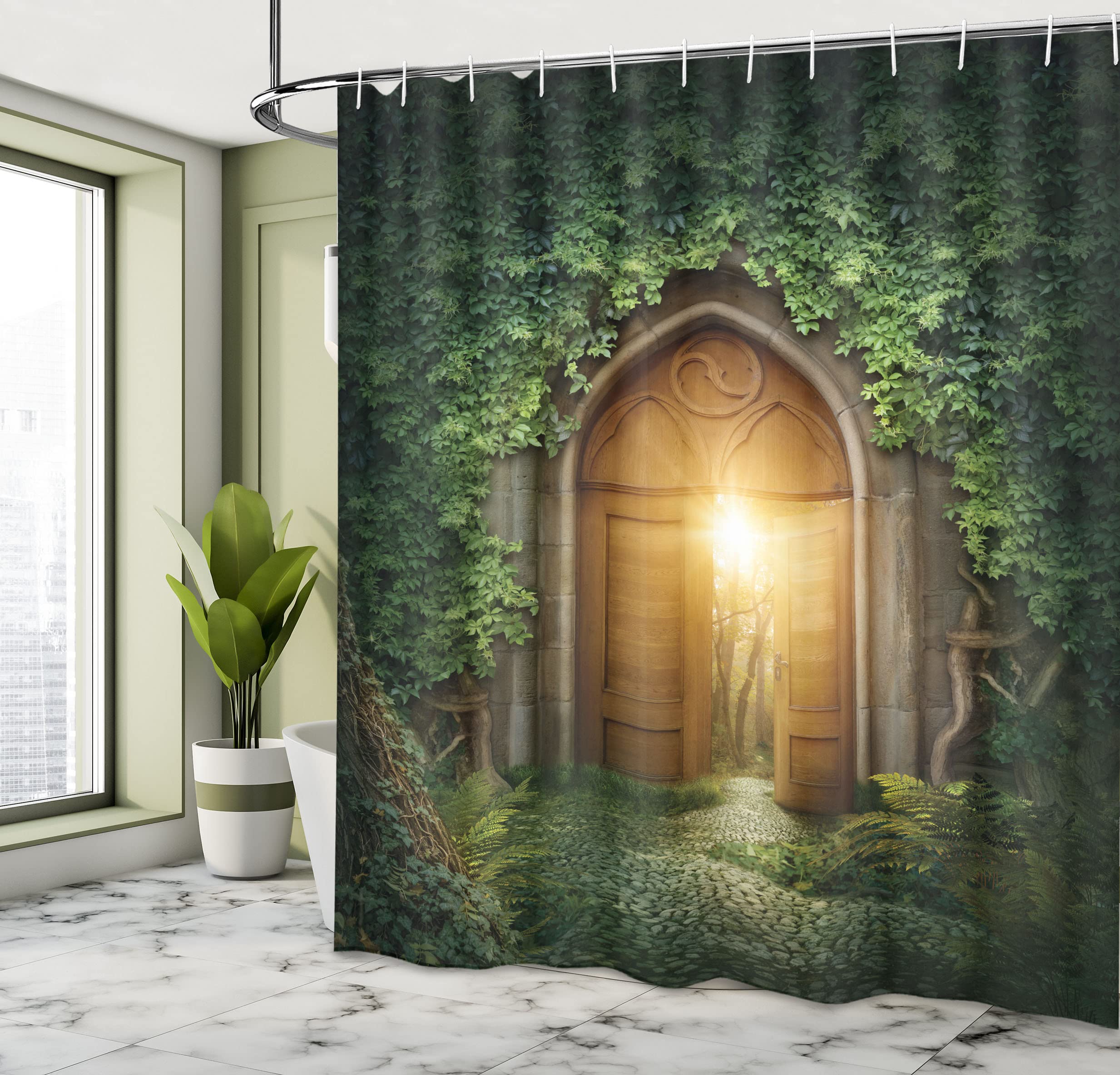 Rideau De Douche Gothique Abakuhaus – Sorcier Fée Mystique (175x240cm) Bordeaux