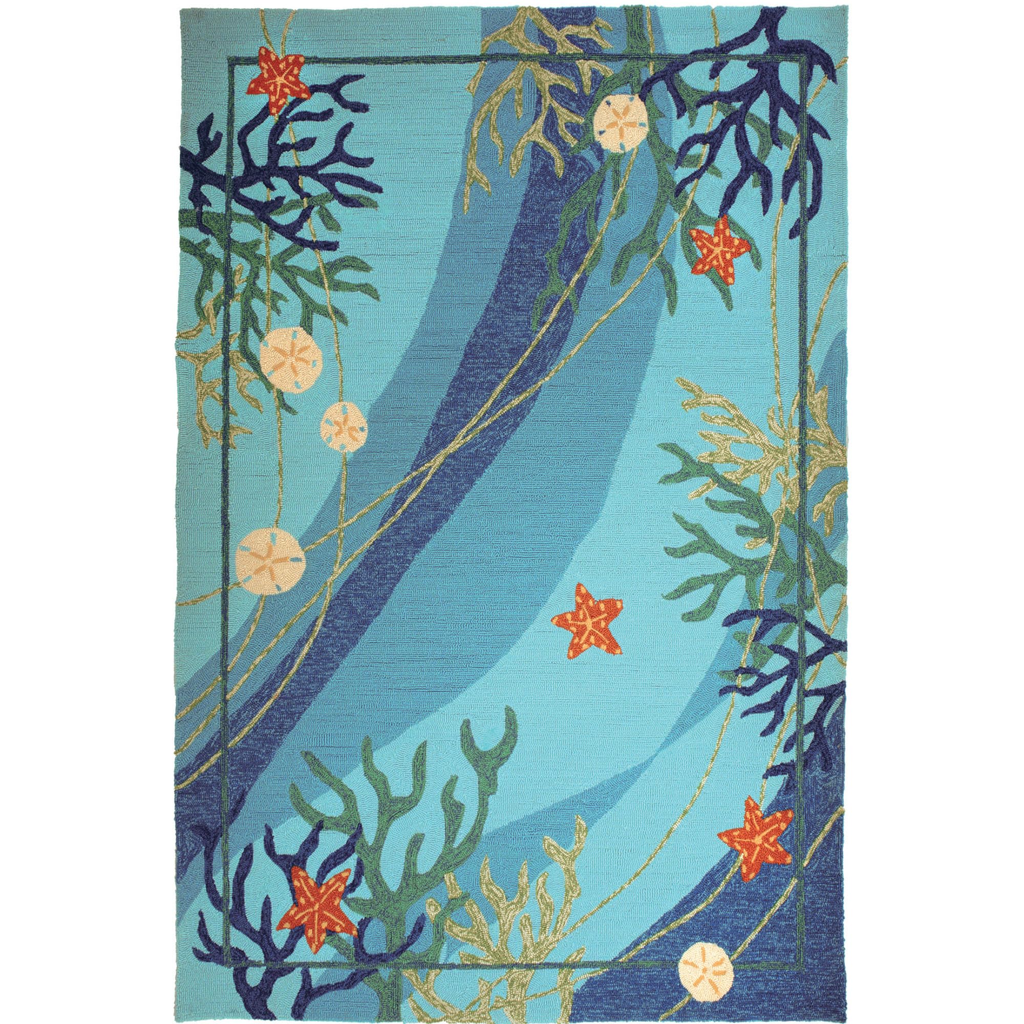 Homefires Rugs Indoor Outdoor Underwater Coral and Starfish by Robin Pickens - 3' x 5'