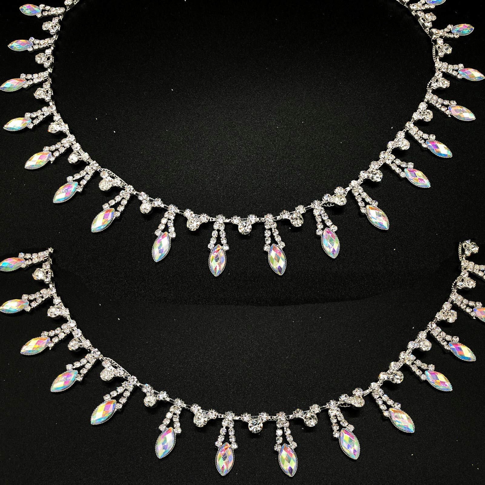 Frange Strass URROMA Strass Bordure, 2 Yards Style Irrégulier Frange Chaîne Diamant Cristal Longue Frange Mariage Party Personnalisé DIY Decor Diamant Decoration Mariage