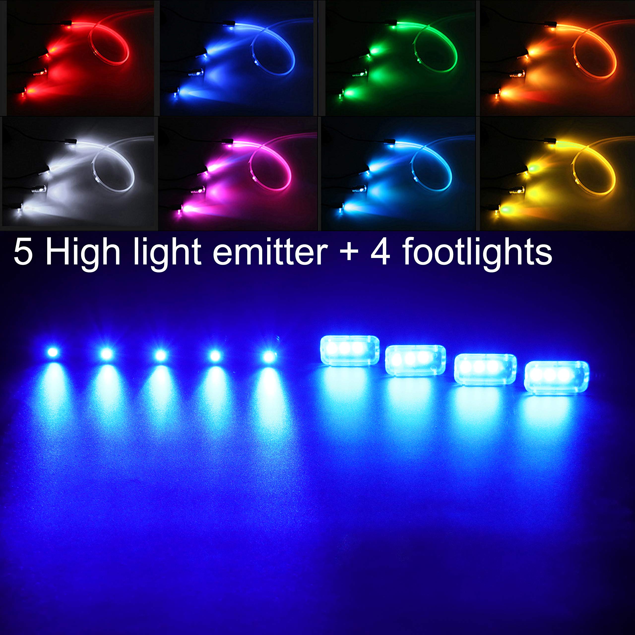 TABEN Auto-interieur Omgevingsverlichting Sets 3 meter Glasvezel RGB Multicolor 16 miljoen kleuren Muzieksynchronisatie Ritmegeluid Actieve functie en draadloze Bluetooth APP-bediening 12V met DC-lijn