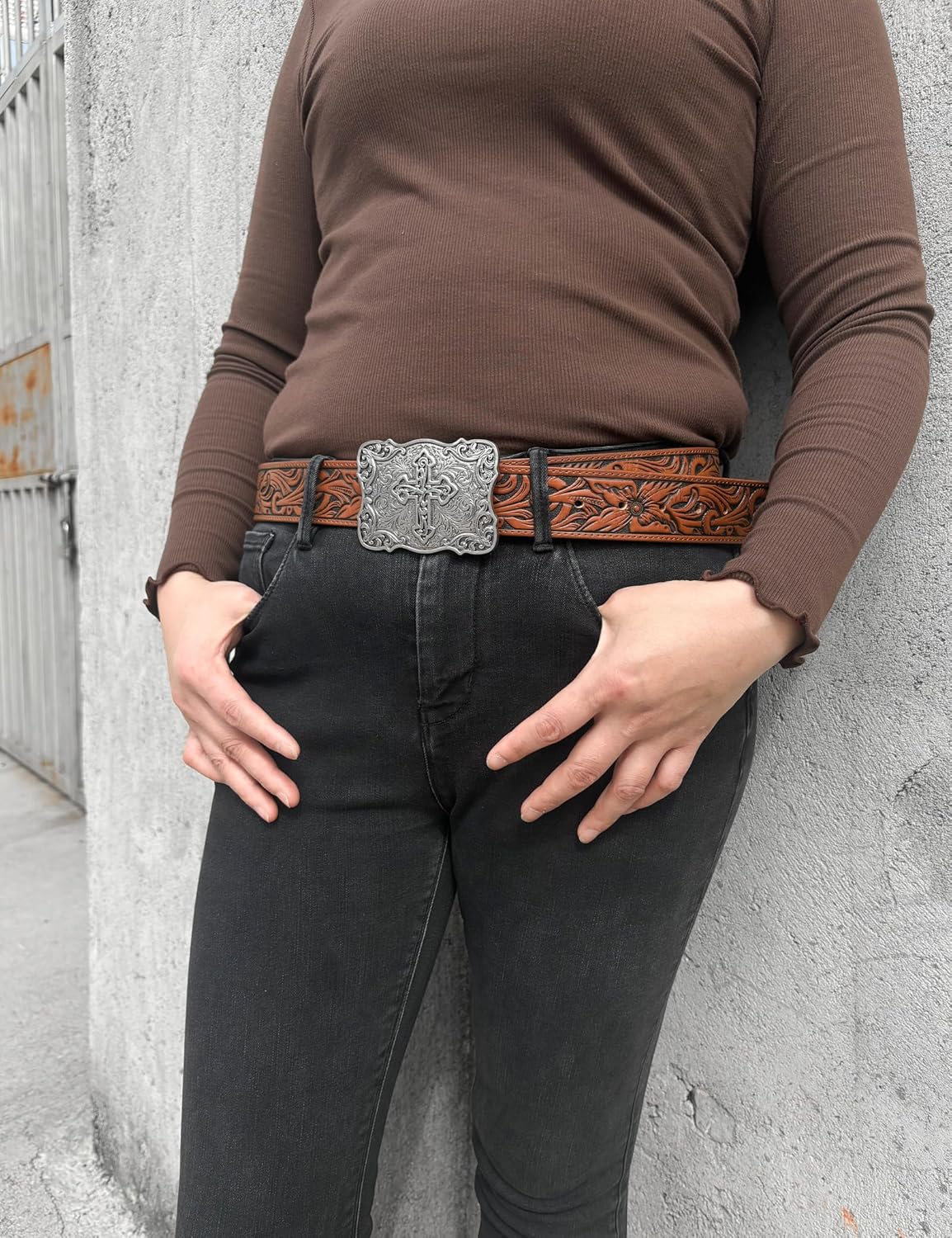 Vintage Celtic Pattern Cross Belt Buckle For Men Women - Image 3