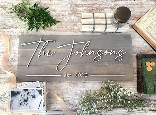 Signature Last Name Sign With Wedding Year, Personalized Wedding Gifts, Wedding Shower Gifts, Unique Anniversary Gifts for Men and Women, Birthday