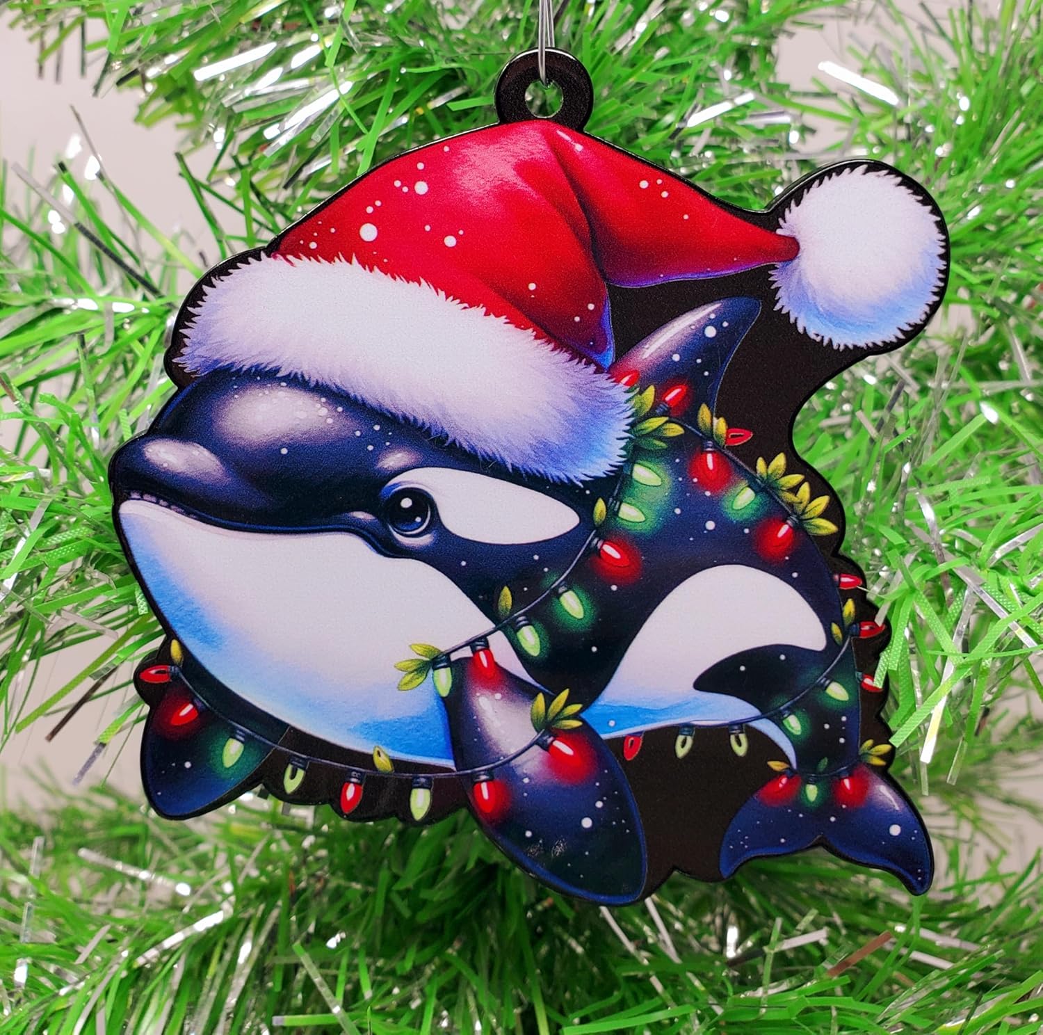 Generic Orca Killer Whale Santa Ornament