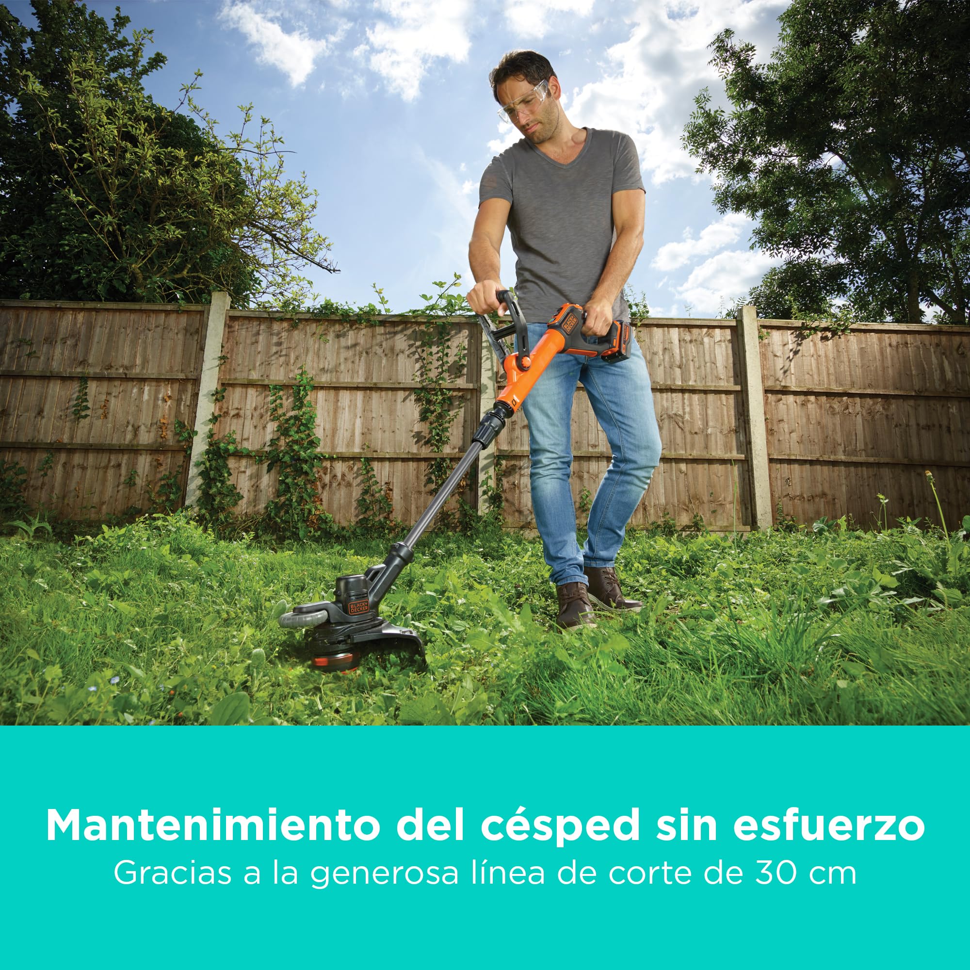 BLACK+DECKER Recortadora de césped de Hilo de 30 cm POWERCONNECT Strimmer Sin Cable, STC1840EPC-QW