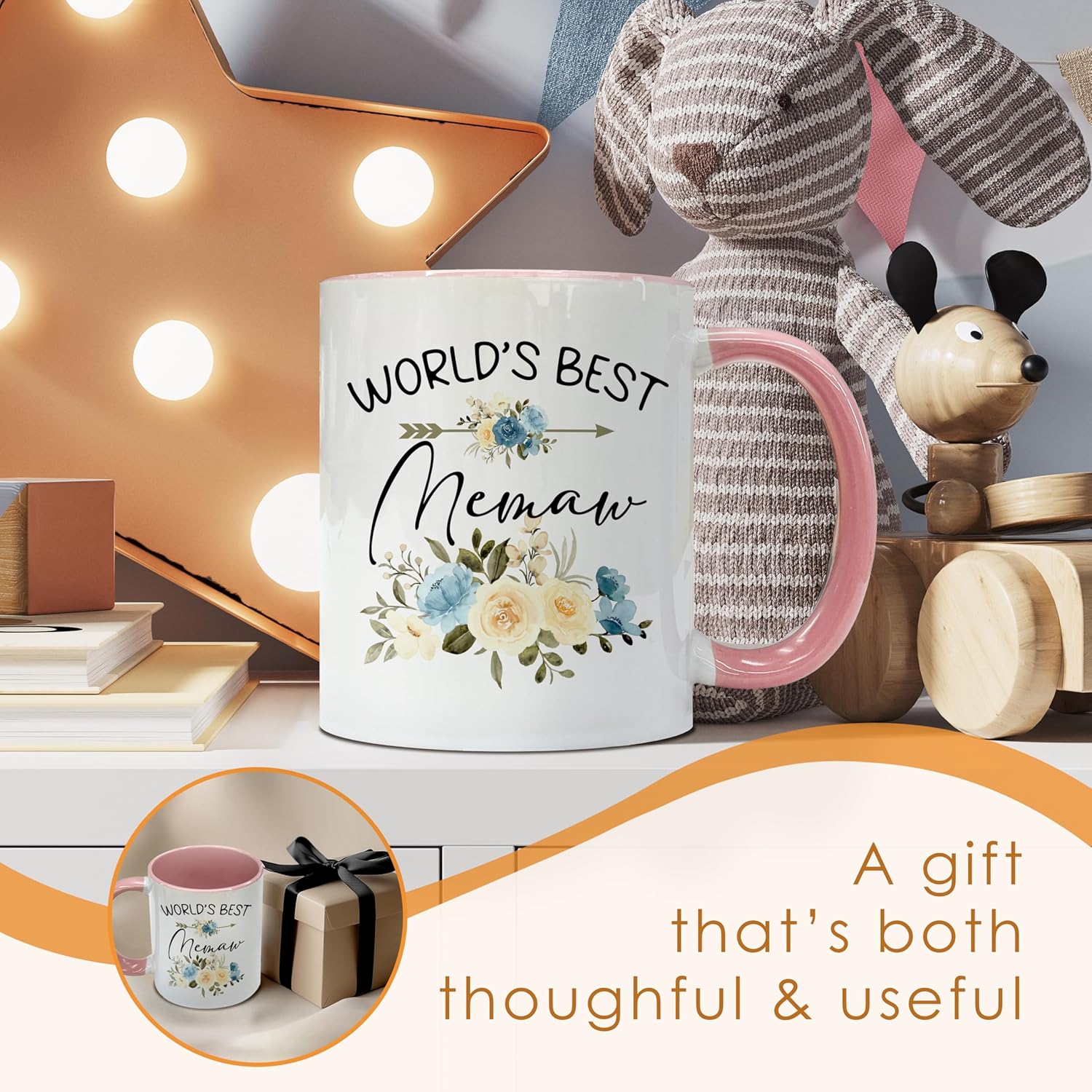 World's Best Memaw Coffee Mugs, Floral Grandma Gifts Coffee Tea Cup, Memaw Gifts For Christmas Mothers Day From Granddaughter Grandkids Grandson Pink Ceramic Coffee Mug 11oz - Image 6
