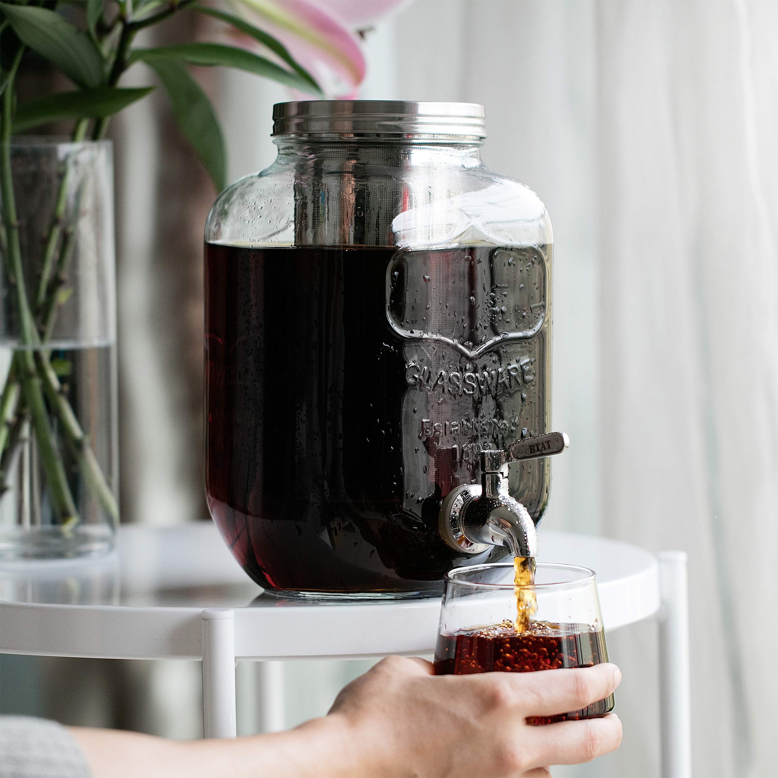 BTaT Cold Brew Coffee Maker, 1 Gallon Mason Jars Drink Dispenser