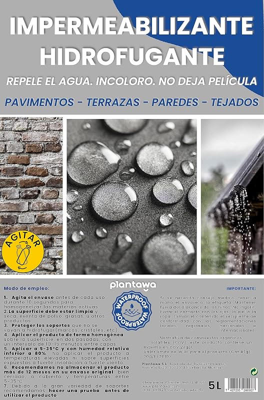 Plantawa Átlátszó Impregnálás 5L - Víztaszító Homlokzat, Beton, Terasz Védelem