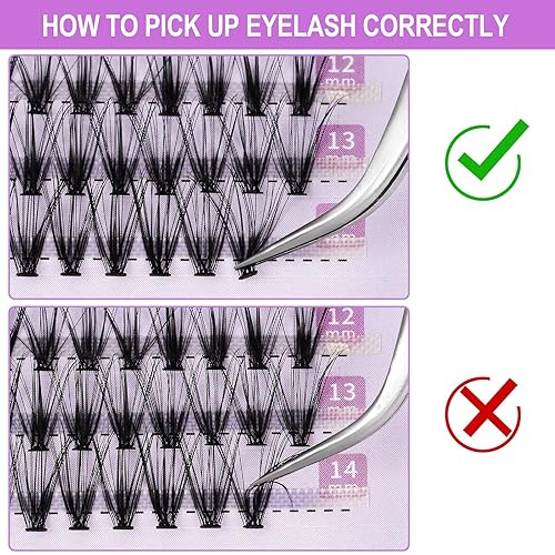 Miniatura 6 de KISSXIAOYA Extensiones de pestañas en racimo, 240 extensiones de pestañas postizas en racimo 40D 0.07D, suaves y individuales, extensiones de