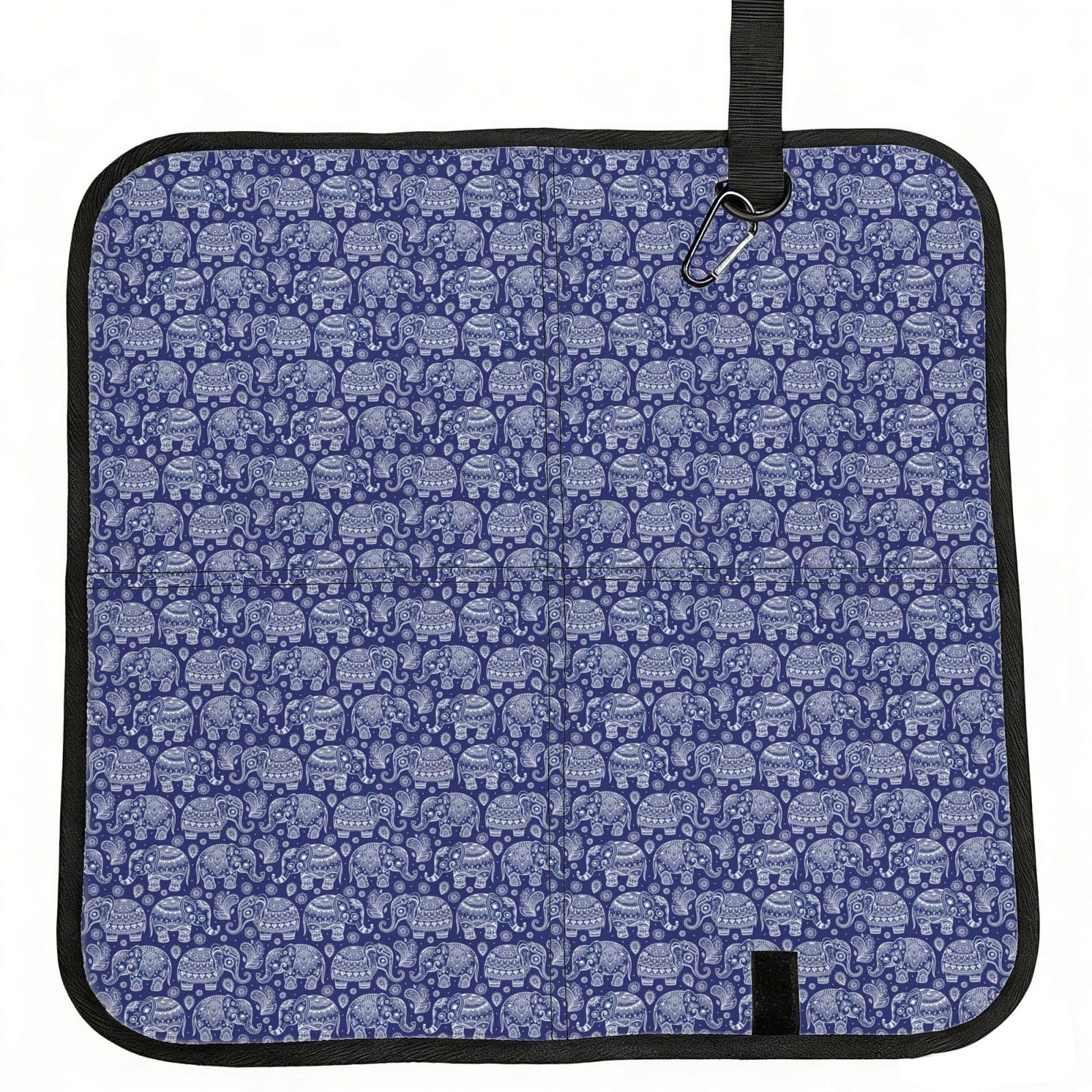SDEGTHO Boho Elephant Printed Foldable Seat Pad with Closure, Lightweight Cushion for Airplane Travel Camping