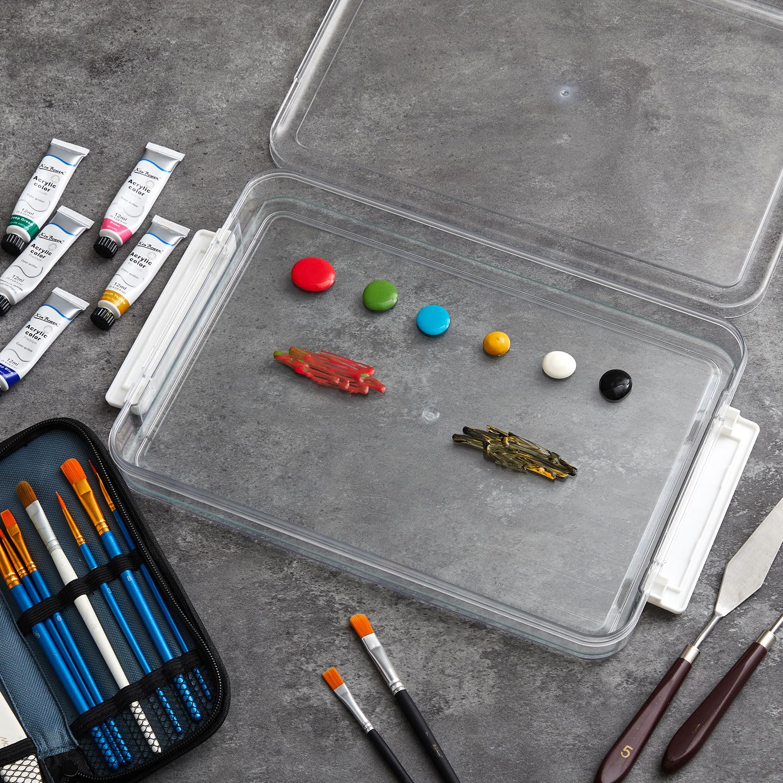 Nuanchu Ölfarbenpalette, 22,9 x 30,5 cm, transparent, gehärtetes Glas, Künstler-Set mit 40 Blatt Einwegpapier und 2 Schwämmen, leicht zu reinigen zum Malen, hält Farbe frisch, DIY, Anfänger, 1 Stück