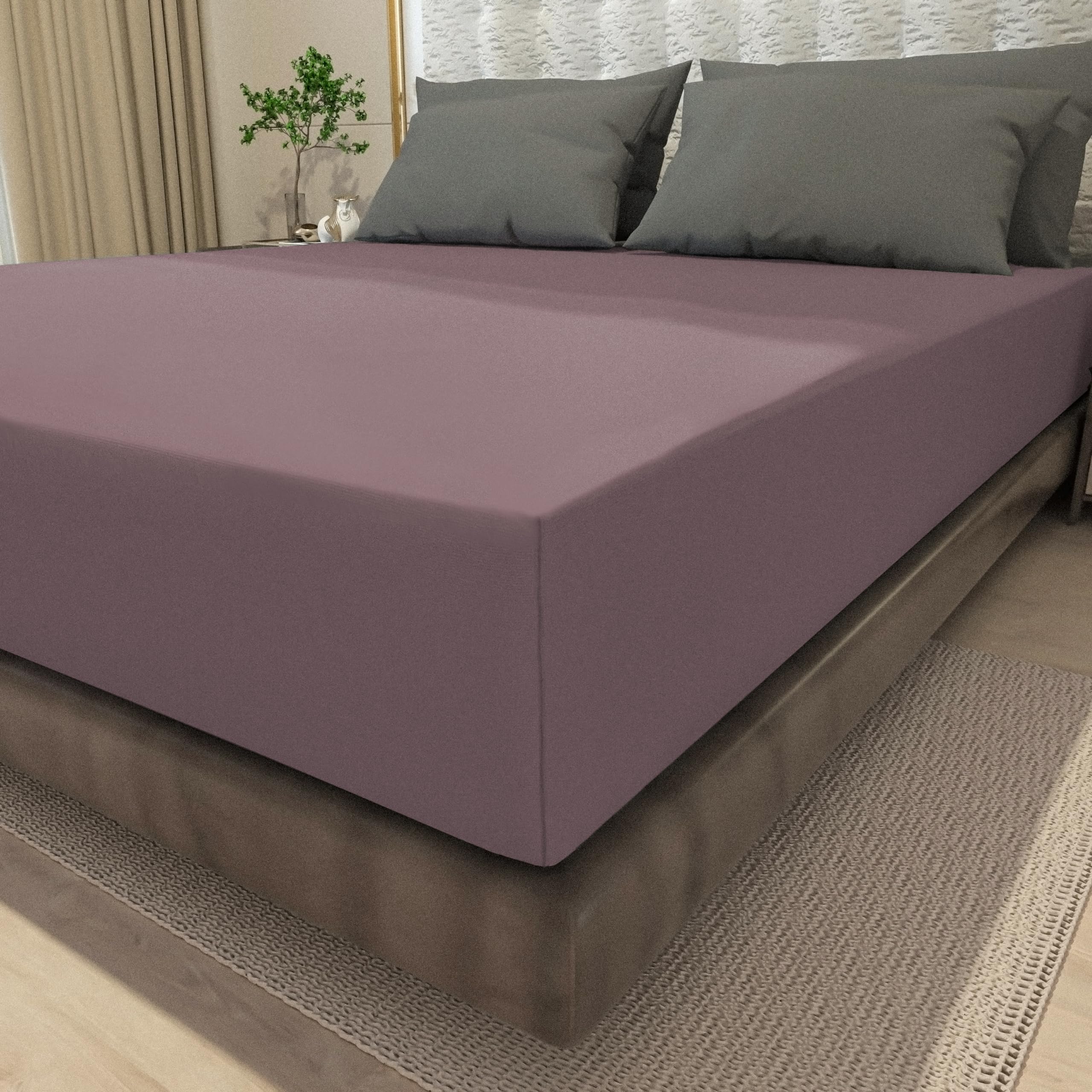 wyewye Single Fitted Sheet, Pink, 90x190 cm with 40 cm Super Deep Pocket, Microfiber Fabric Bed Fitted Sheets, Breathable - Image 2