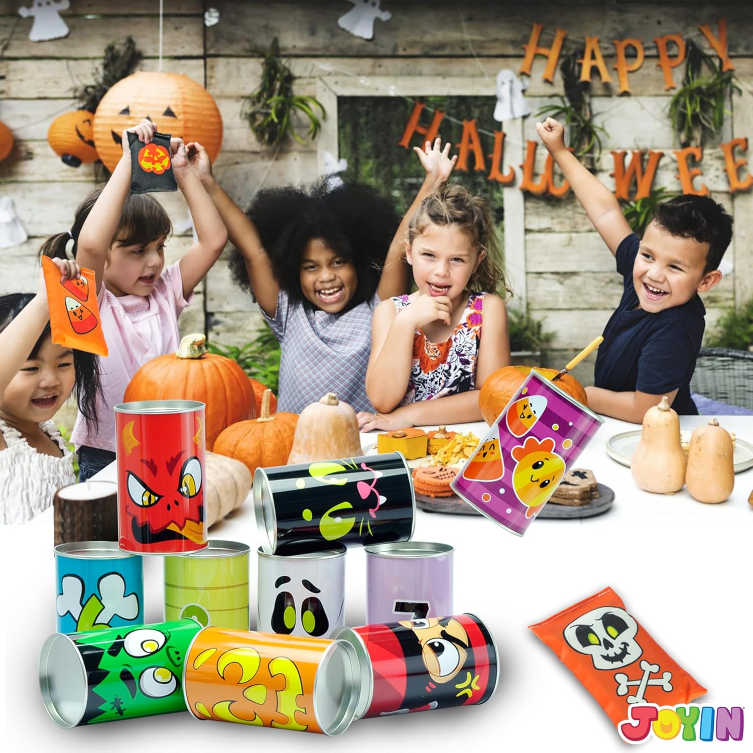 JOYIN 13 Pcs Halloween Carnival Can Bean Bag Toss Games for Kids & Adults Trick or Treat Decoration, Home Decor Party Favors Supplies, Homeschooling Backyard Game