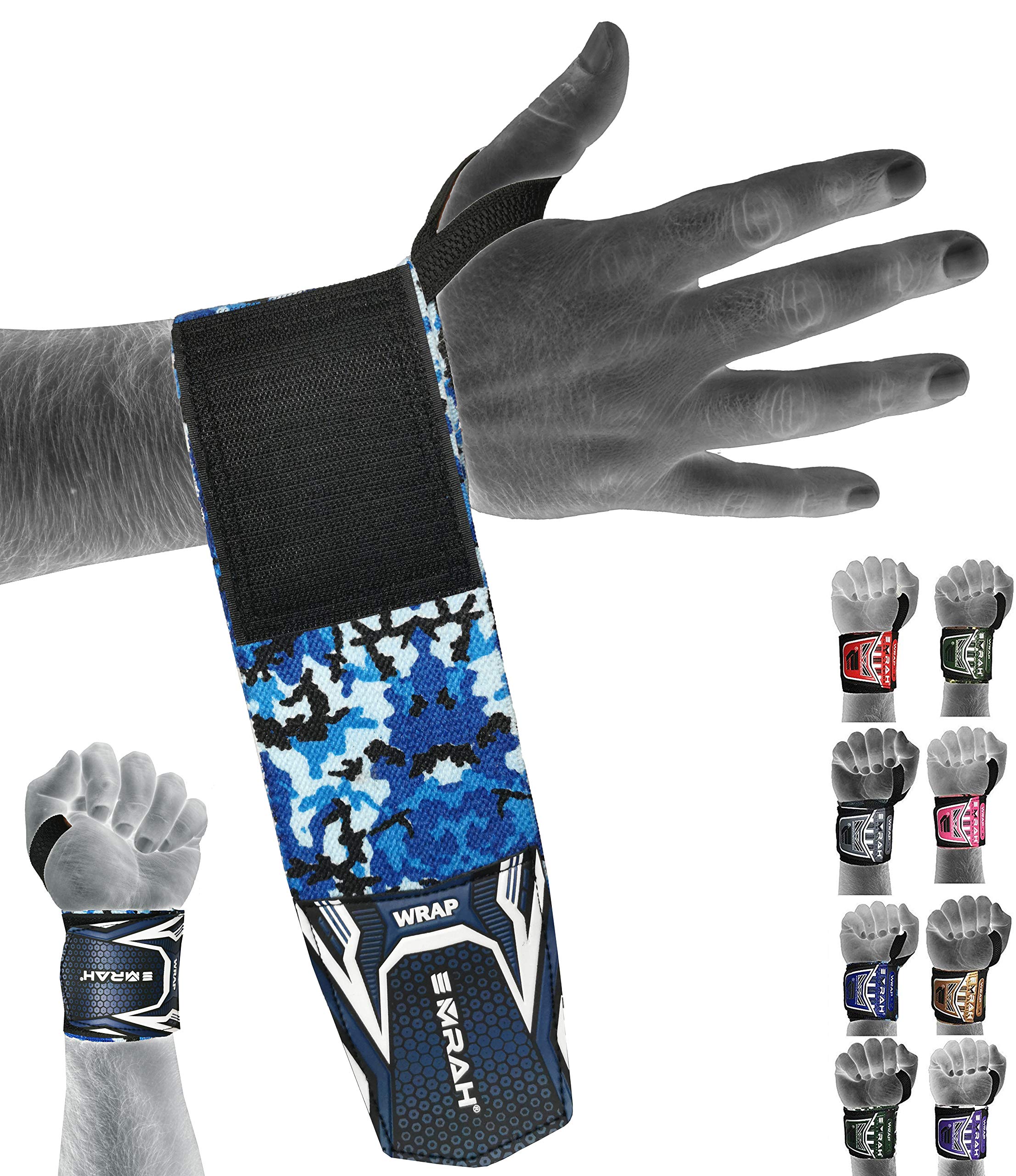 EMRAH Weight Lifting Wrist Wraps Gym Straps Bodybuilding Power Training Workout Exercise Camo (Camo Blue) — image 1