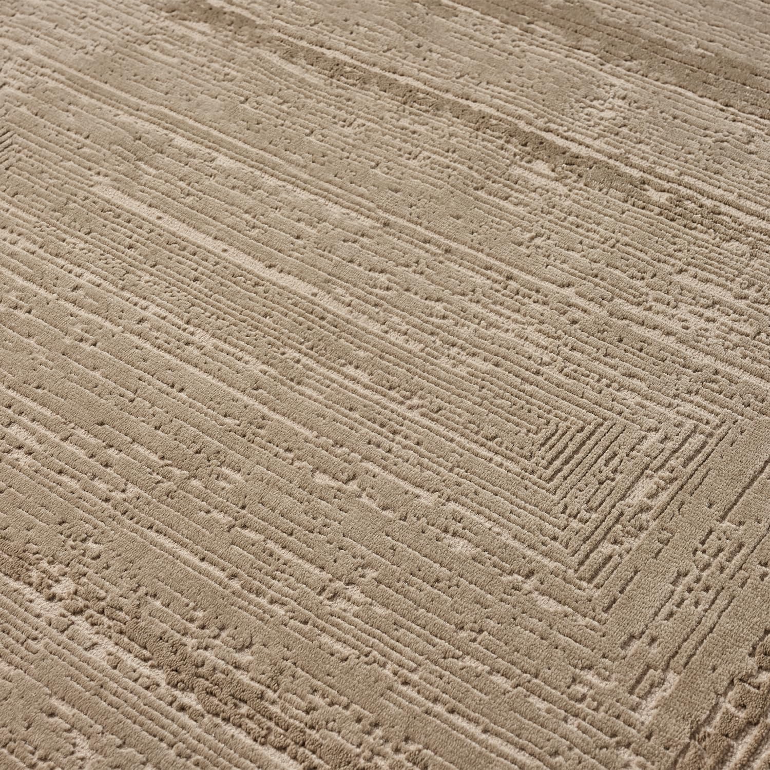 VIMODA Teppich Wohnzimmer Schlafzimmer Modern Hoch&Tief Bordüre Qualitativ 3D Effekt,Farbe:Beige;Maße:80x150 cm