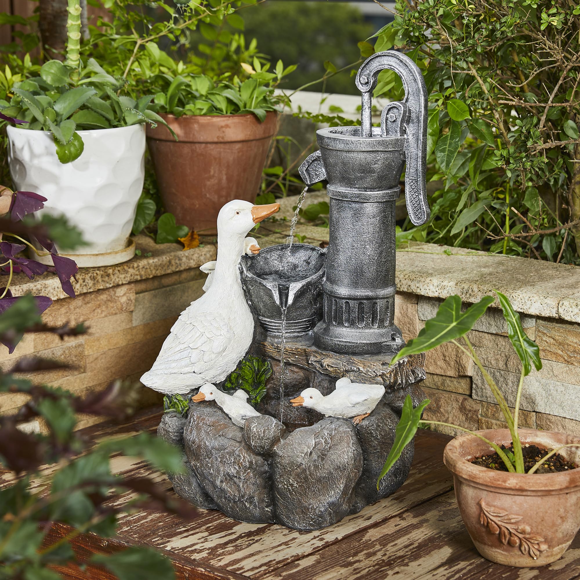 絵画 water fountain Japanese Garden Bamboo Water Fountain, Outdoor Garden Stone
