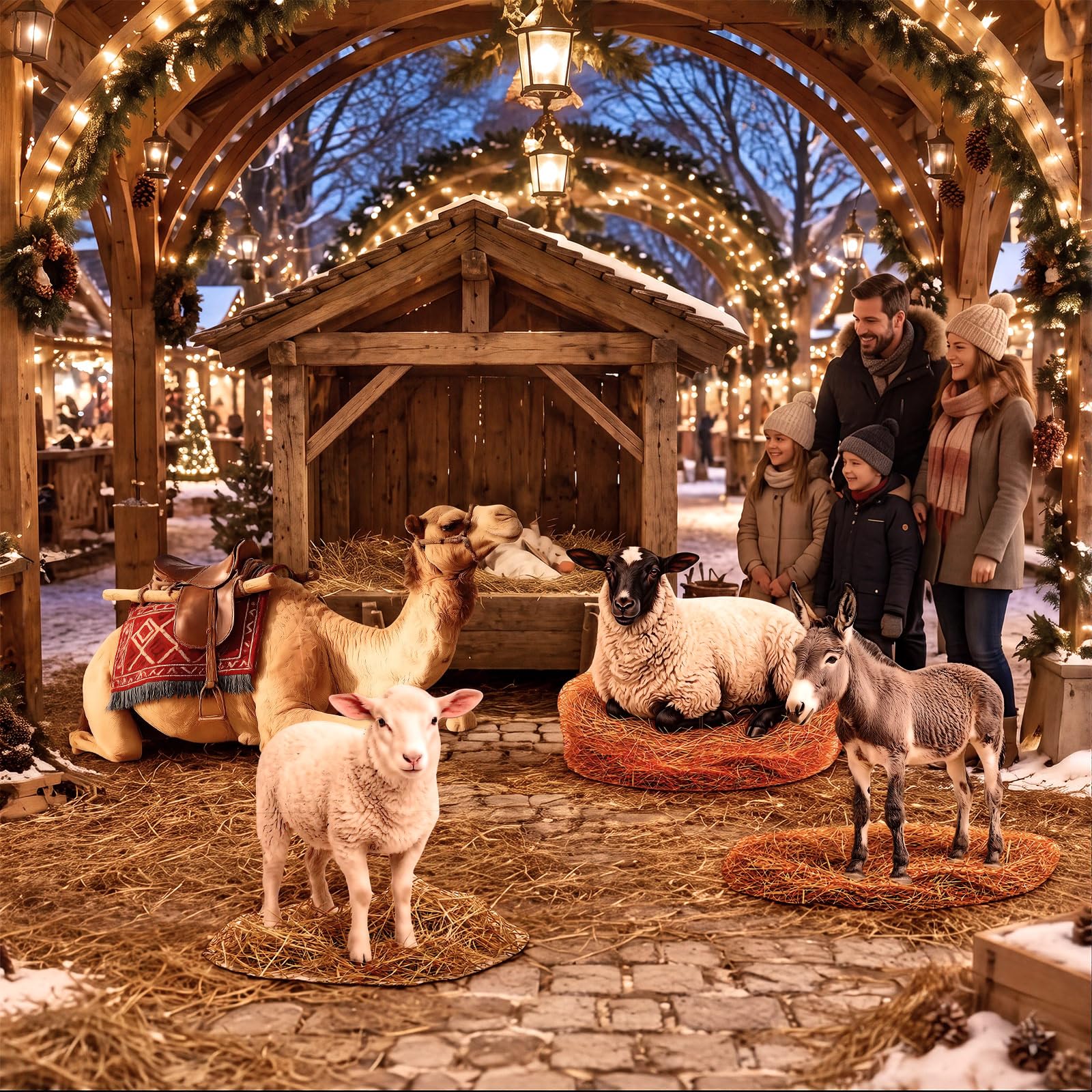 Yookeer Lot de 4 décorations en carton pour crèche de Noël 43,2 cm