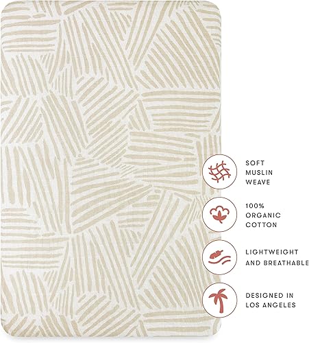 Miniatura 2 de Babyletto Sábanas de muselina para cuna de bebé para niñas y niños, funda de algodón orgánico transpirable con certificación GOTS, ajustadas en 360,