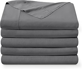 Bare Home Extra Long Flat Sheet - Premium 1800 Ultra-Soft Top Sheet - Hotel Luxury - Brushed - Easy Care - 5 Flat Sheets Only (Twin/Twin XL - 5 Pack, Grey)