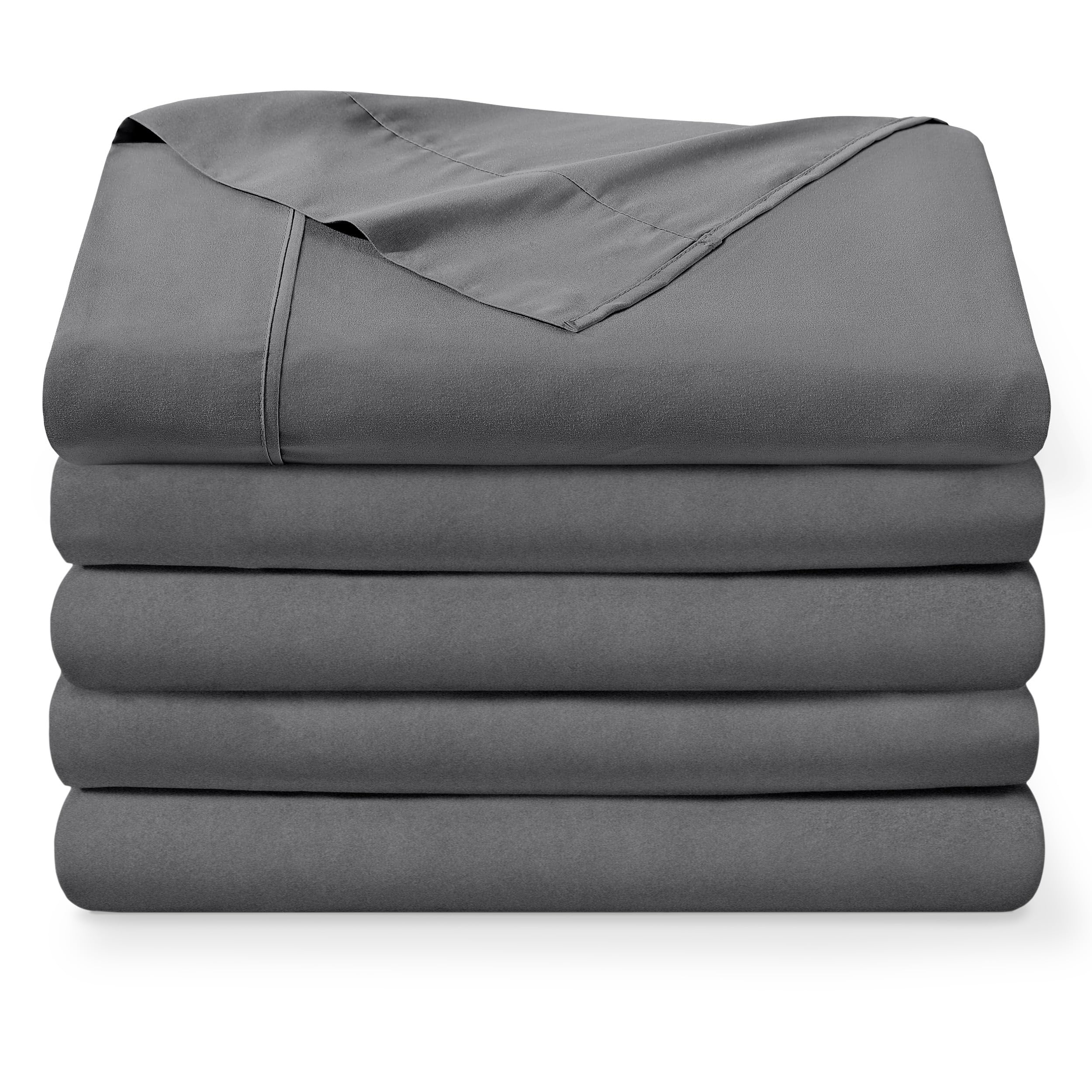 Bare Home Extra Long Flat Sheet - Premium 1800 Ultra-Soft Top Sheet - Hotel Luxury - Brushed - Easy Care - 5 Flat Sheets Only (Twin/Twin XL - 5 Pack,