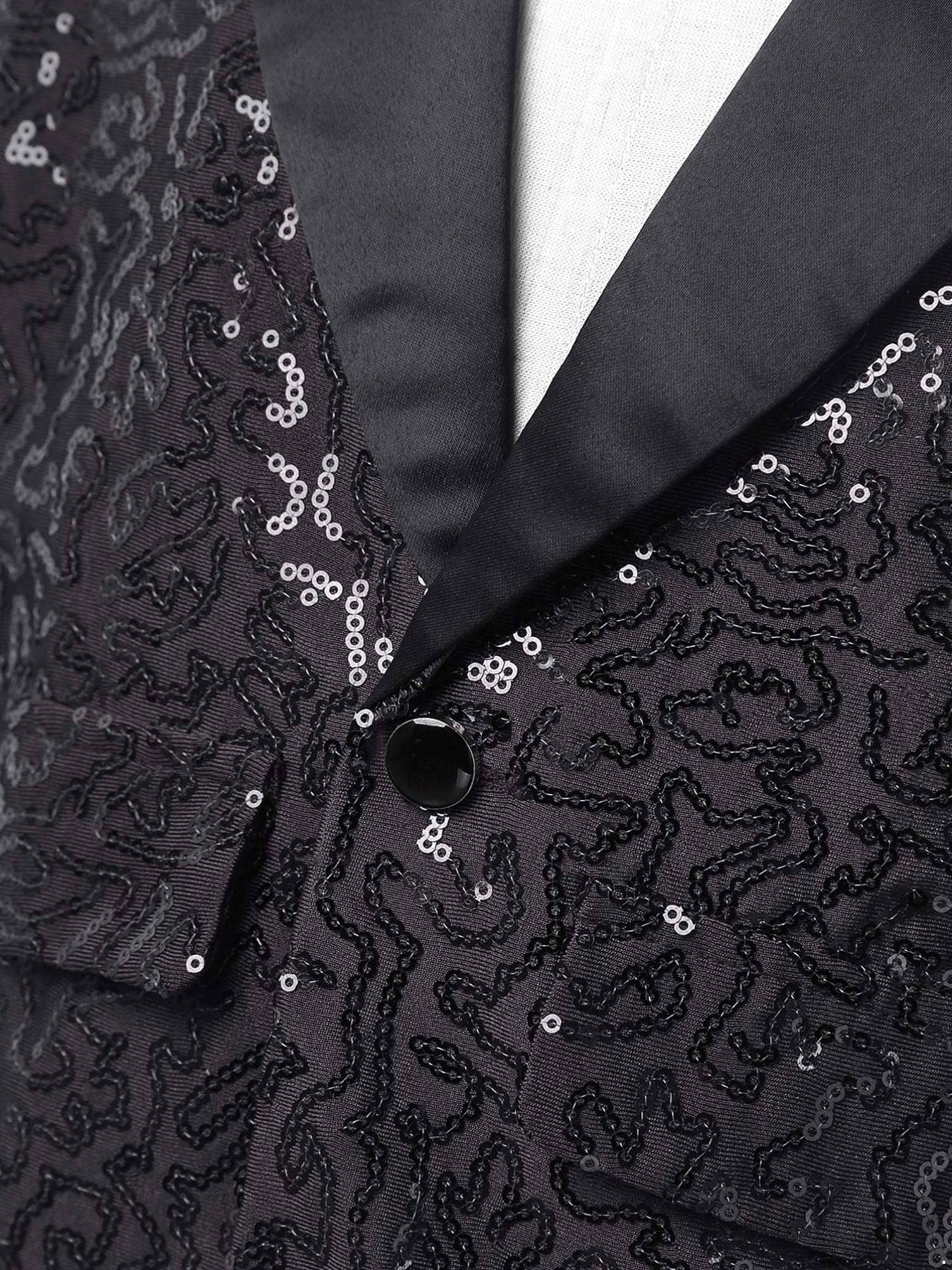 dPois Giacca Formale da Bambini Ragazzi Blazer Gentleman con Cappello Capotto Tuxedo Smoking Panciotto da Cerimonia con Paillettes Lucide Giacche Elegante da Battesimo