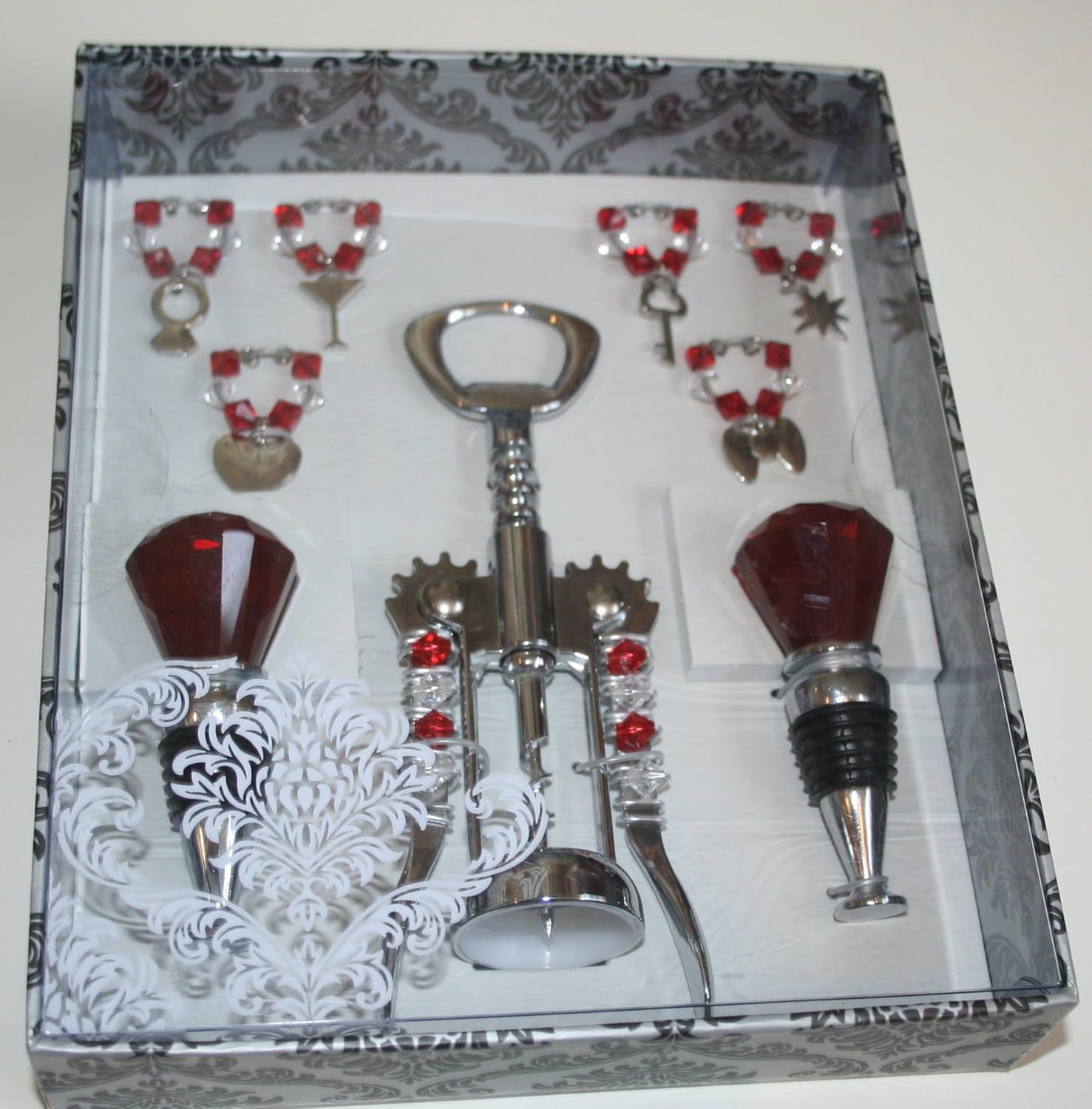 Wild Eye Designs Wine Set 6 Wine Charms/2 Bottle Corkers/1 Opener