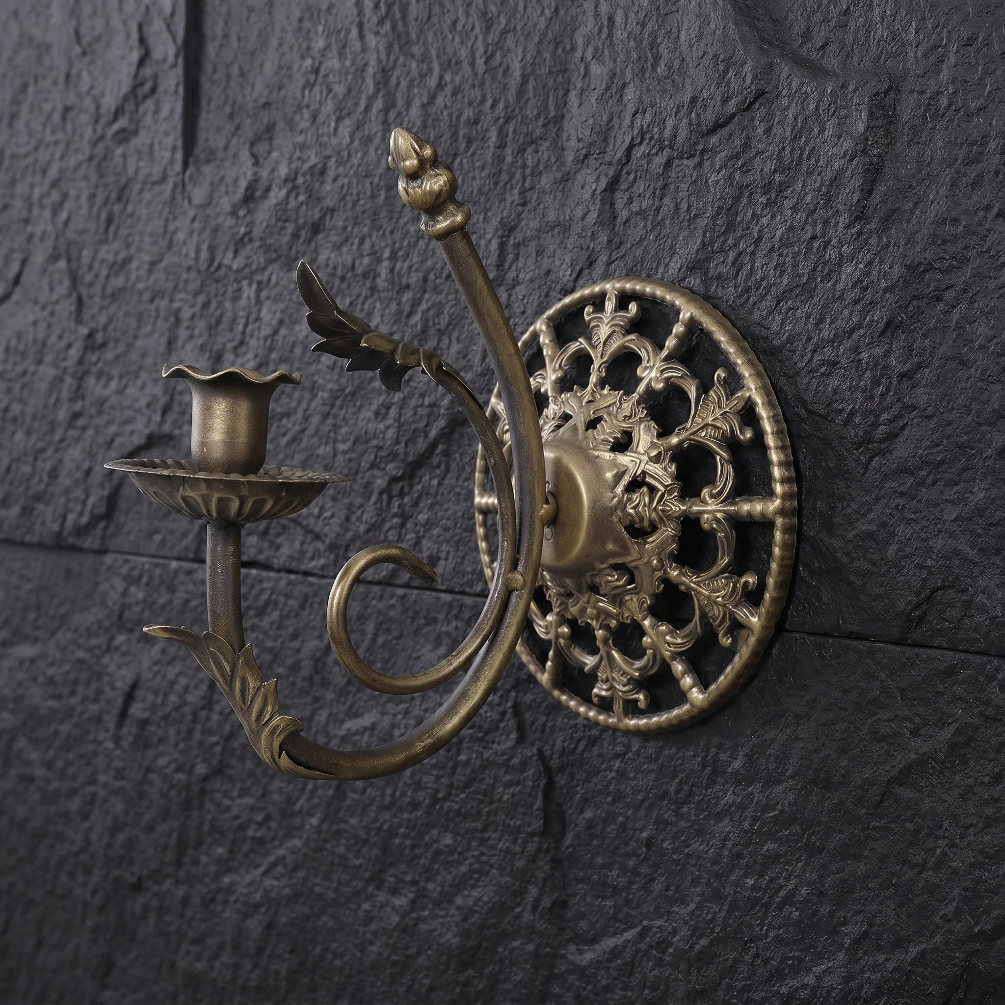 Hierro Dorado Portavelas de Pared Vintage para Velas Cónicas