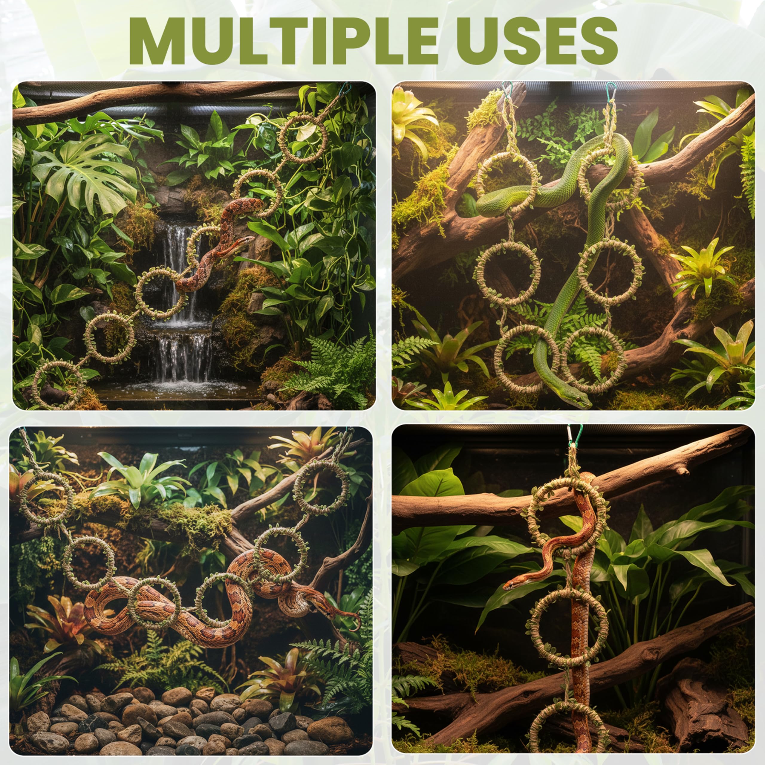 Snake Climbing Rings for Ball Python & Corn Snake, Enrichment Pet Toys Reptile Tank Cage Decor Habitat Accessories for Terrarium, Bearded Dragon, Chameleon, Lizard, Parrot - 4