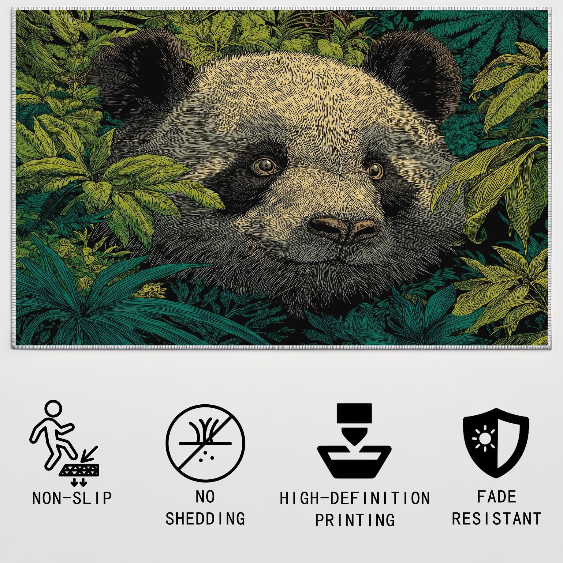 Générique Antypoślizgowa manga komiks kreskówka zmywalny dywan zwierzęcy naturalny krajobraz TPR mata gigantyczna panda liście roślinność dywan 90 x 150 cm do salonu sypialnia biuro