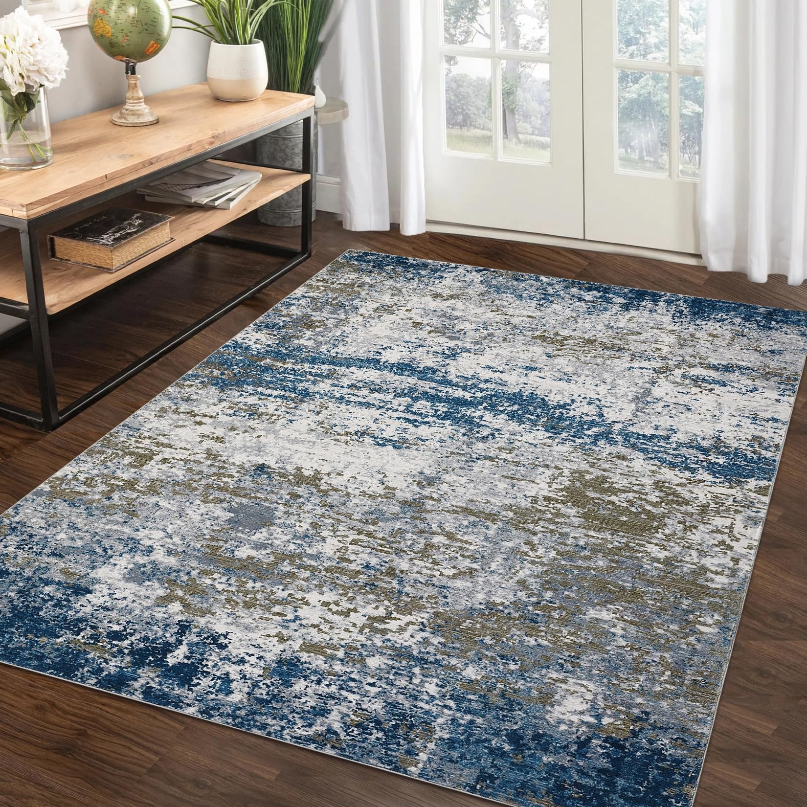 CAROMIO Modern Abstract Rug 120 x 170cm, Machine Washable Area Rug for Bedroom Low Pile Foldable Carpet